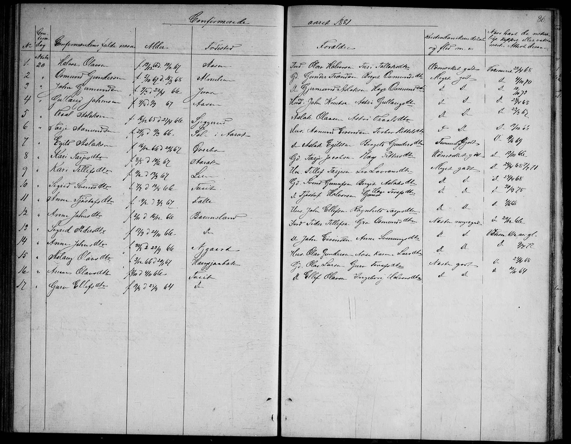 Nissedal kirkebøker, SAKO/A-288/G/Gb/L0002: Parish register (copy) no. II 2, 1863-1892, p. 86