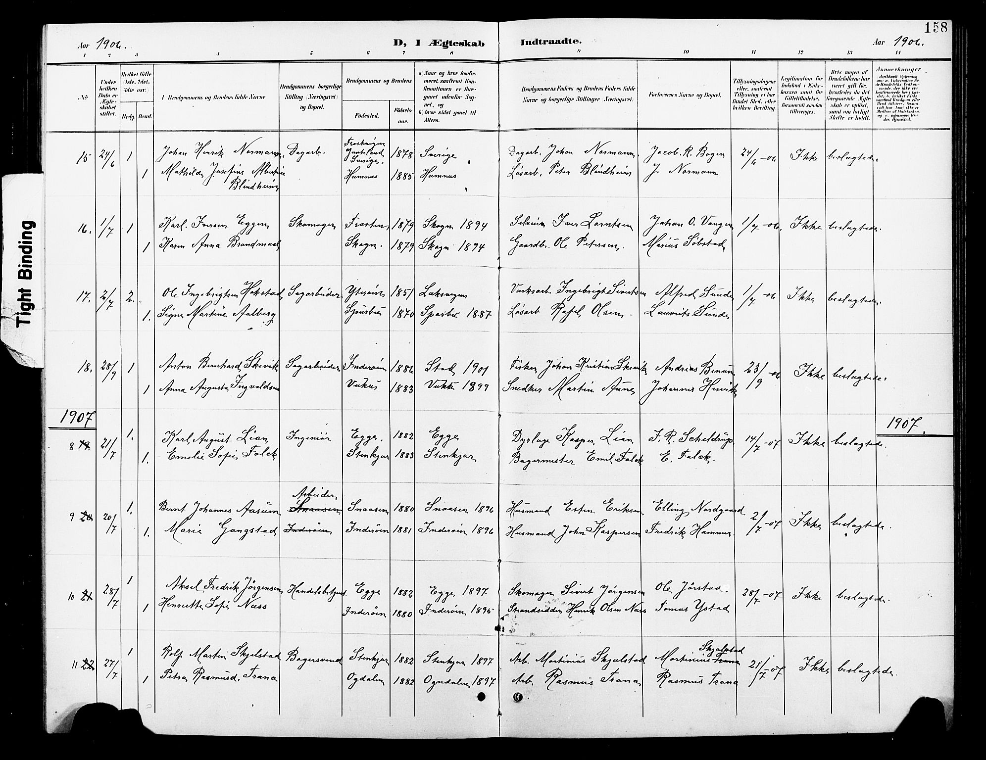 Ministerialprotokoller, klokkerbøker og fødselsregistre - Nord-Trøndelag, AV/SAT-A-1458/739/L0375: Parish register (copy) no. 739C03, 1898-1908, p. 158