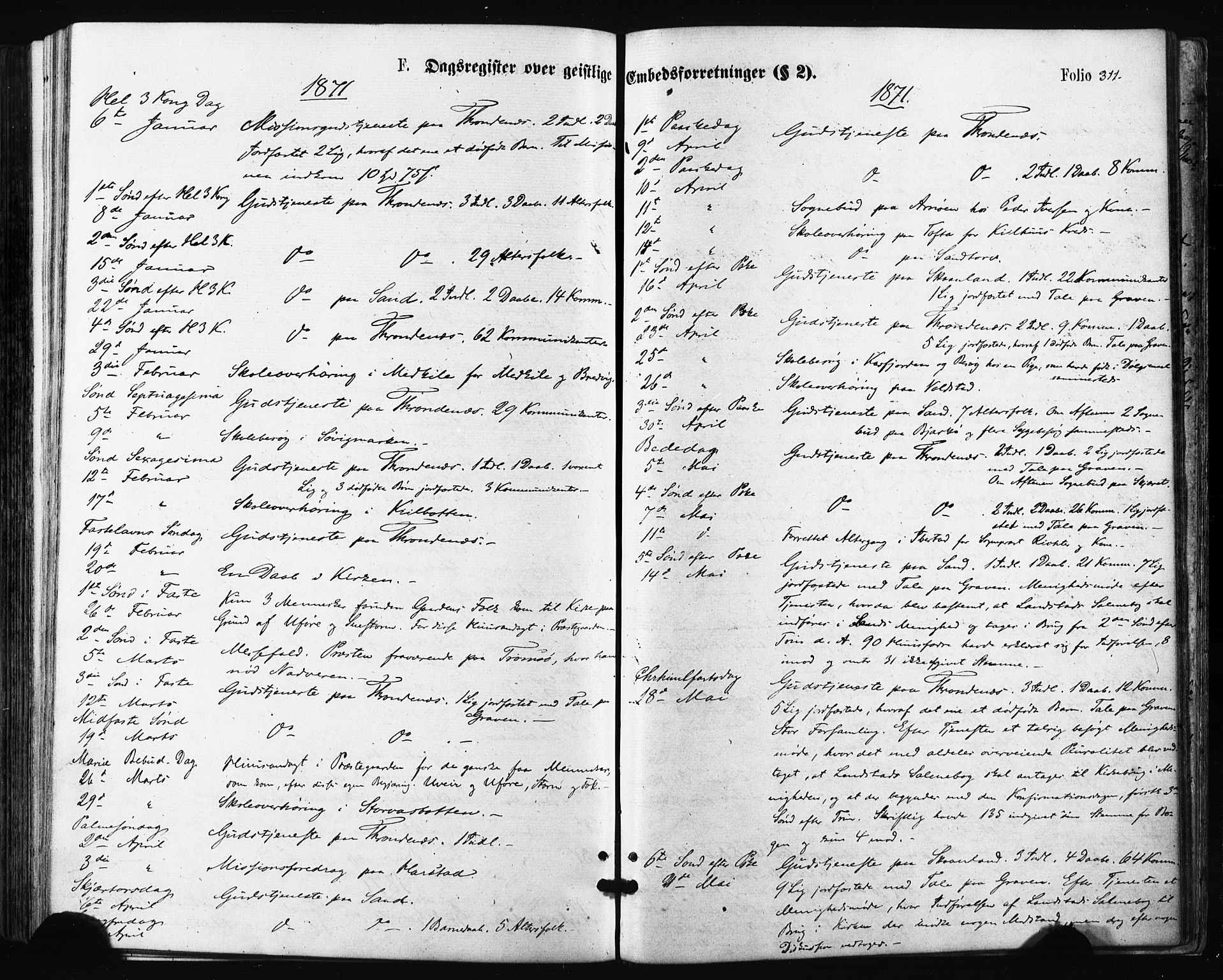 Trondenes sokneprestkontor, AV/SATØ-S-1319/H/Ha/L0013kirke: Parish register (official) no. 13, 1870-1878, p. 311