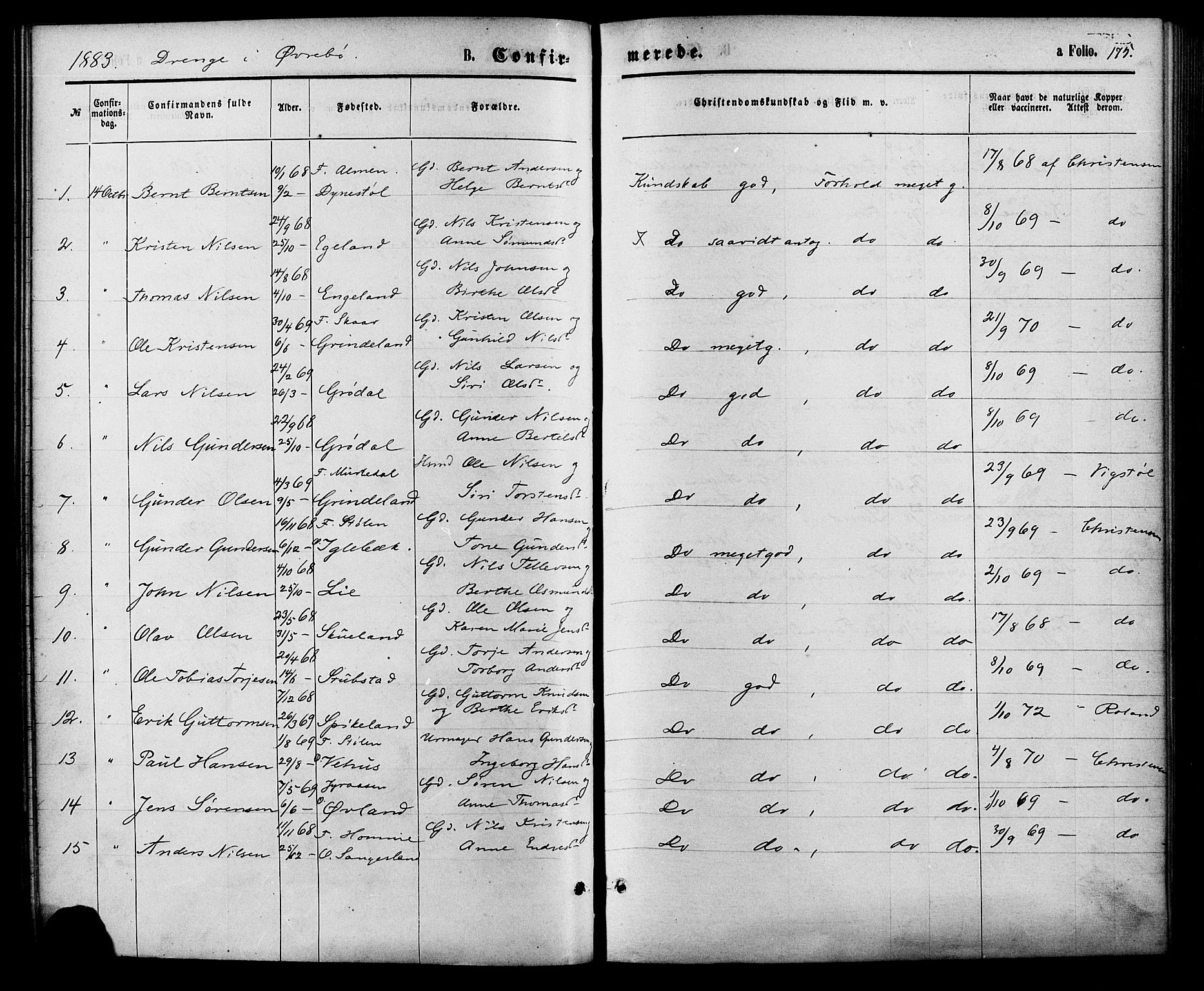 Vennesla sokneprestkontor, AV/SAK-1111-0045/Fa/Fac/L0008: Parish register (official) no. A 8, 1874-1883, p. 175