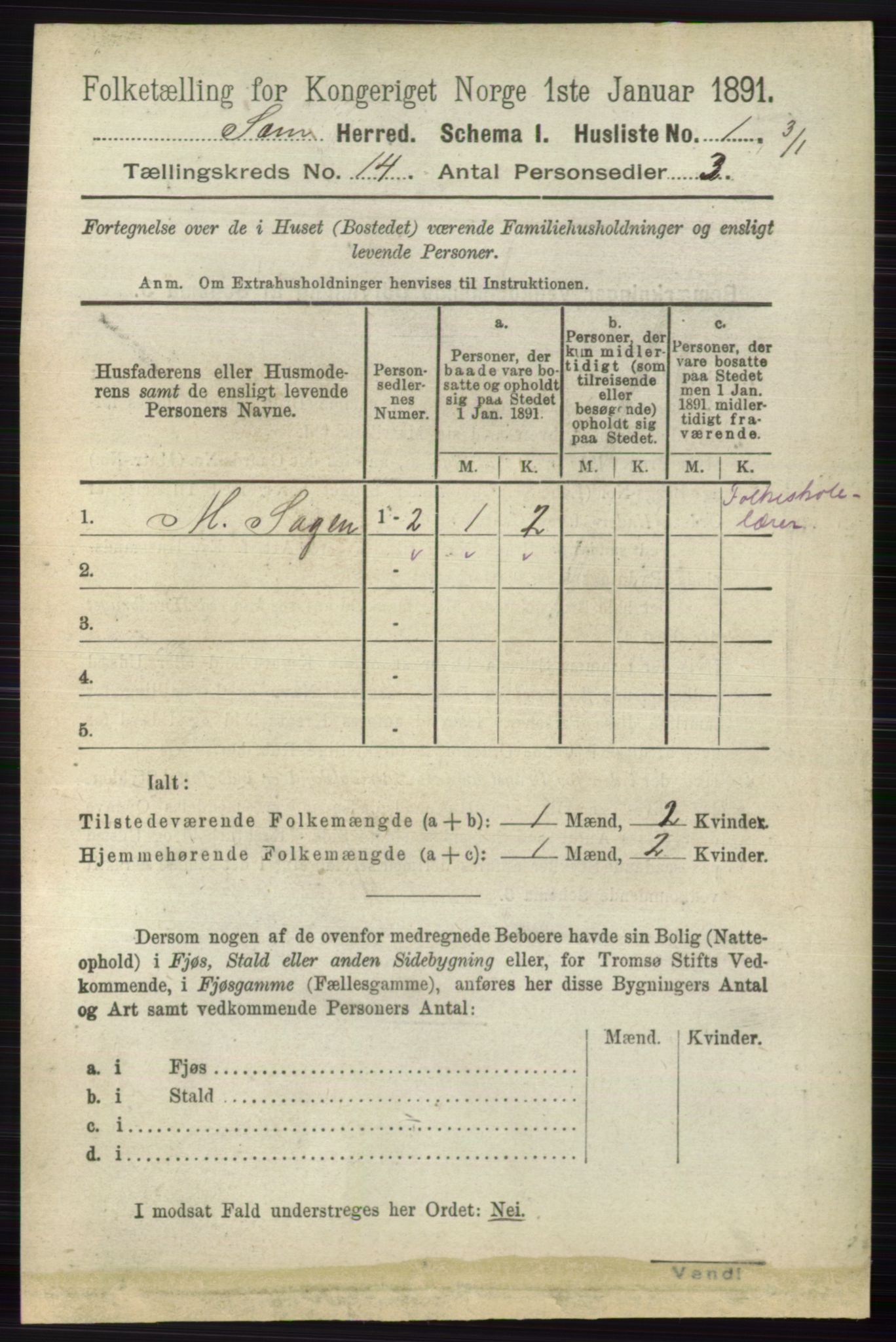 RA, 1891 census for 0721 Sem, 1891, p. 6964