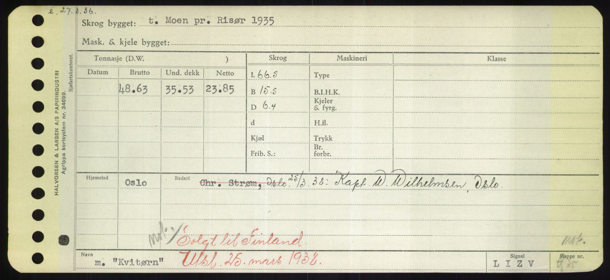 Sjøfartsdirektoratet med forløpere, Skipsmålingen, RA/S-1627/H/Hd/L0021: Fartøy, Kor-Kår, p. 377