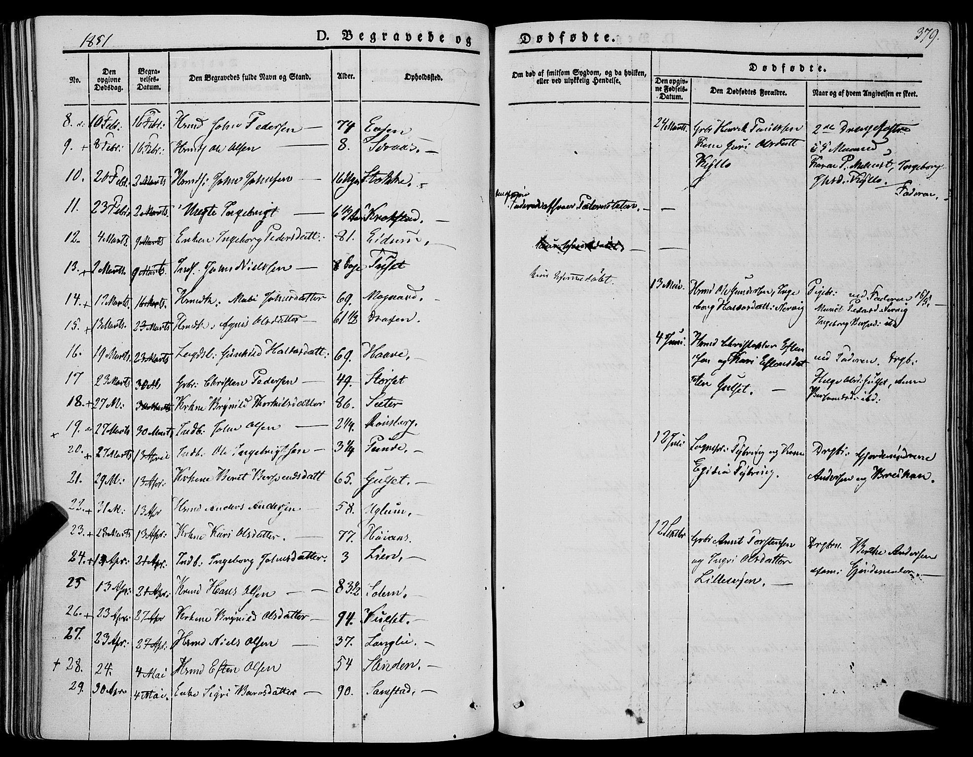 Ministerialprotokoller, klokkerbøker og fødselsregistre - Sør-Trøndelag, SAT/A-1456/695/L1145: Parish register (official) no. 695A06 /1, 1843-1859, p. 379