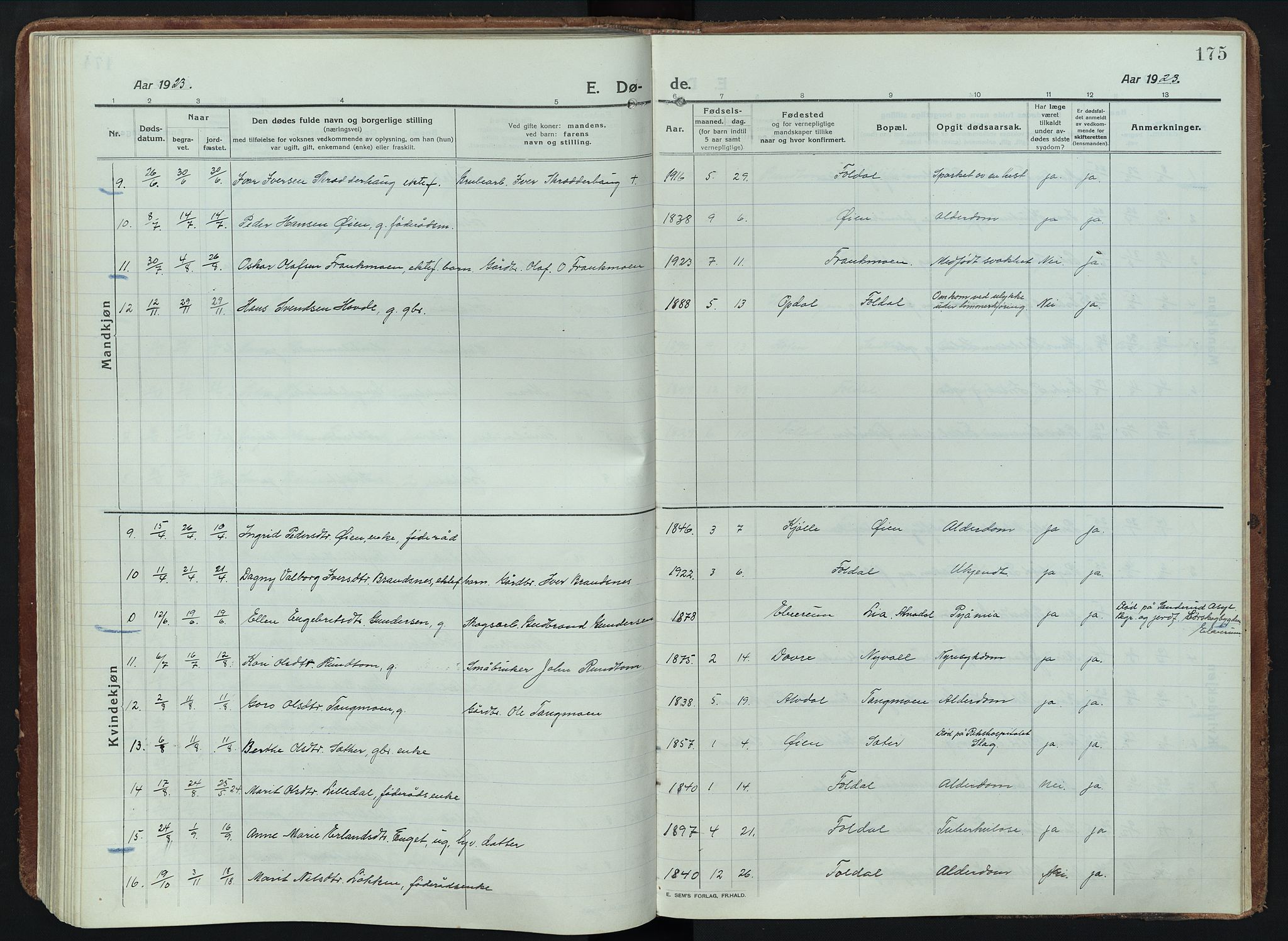 Alvdal prestekontor, SAH/PREST-060/H/Ha/Haa/L0005: Parish register (official) no. 5, 1913-1930, p. 175