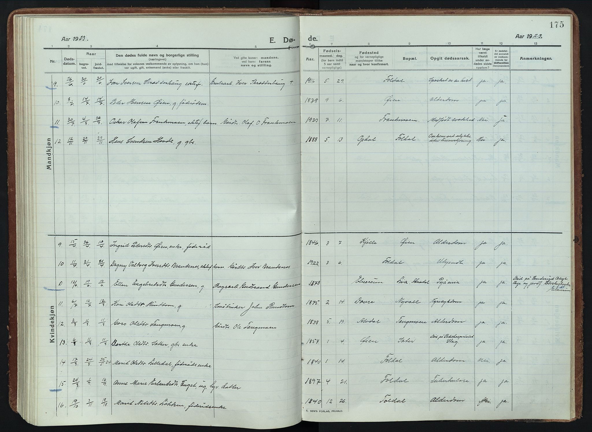 Alvdal prestekontor, AV/SAH-PREST-060/H/Ha/Haa/L0005: Parish register (official) no. 5, 1913-1930, p. 175