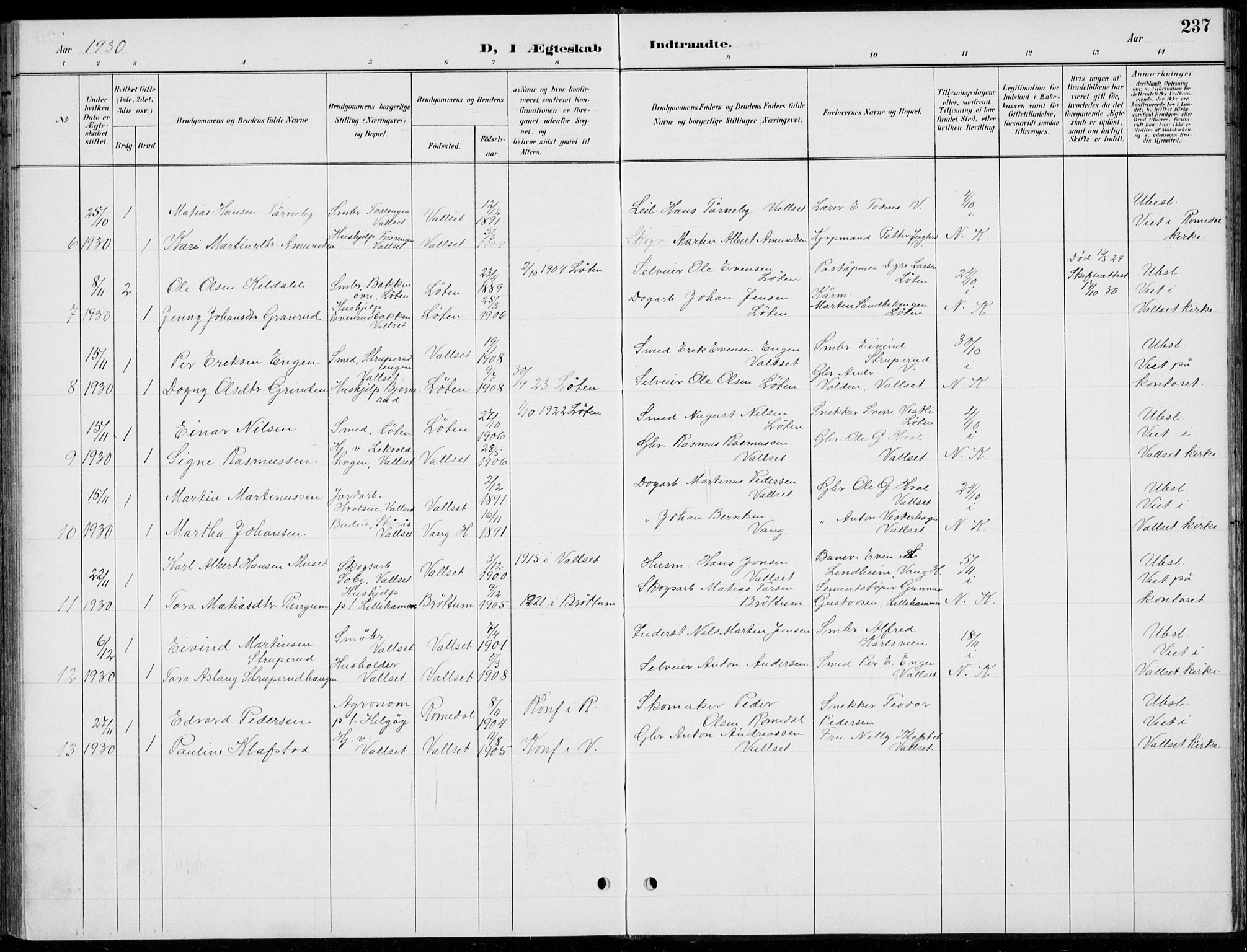 Romedal prestekontor, AV/SAH-PREST-004/L/L0013: Parish register (copy) no. 13, 1896-1937, p. 237