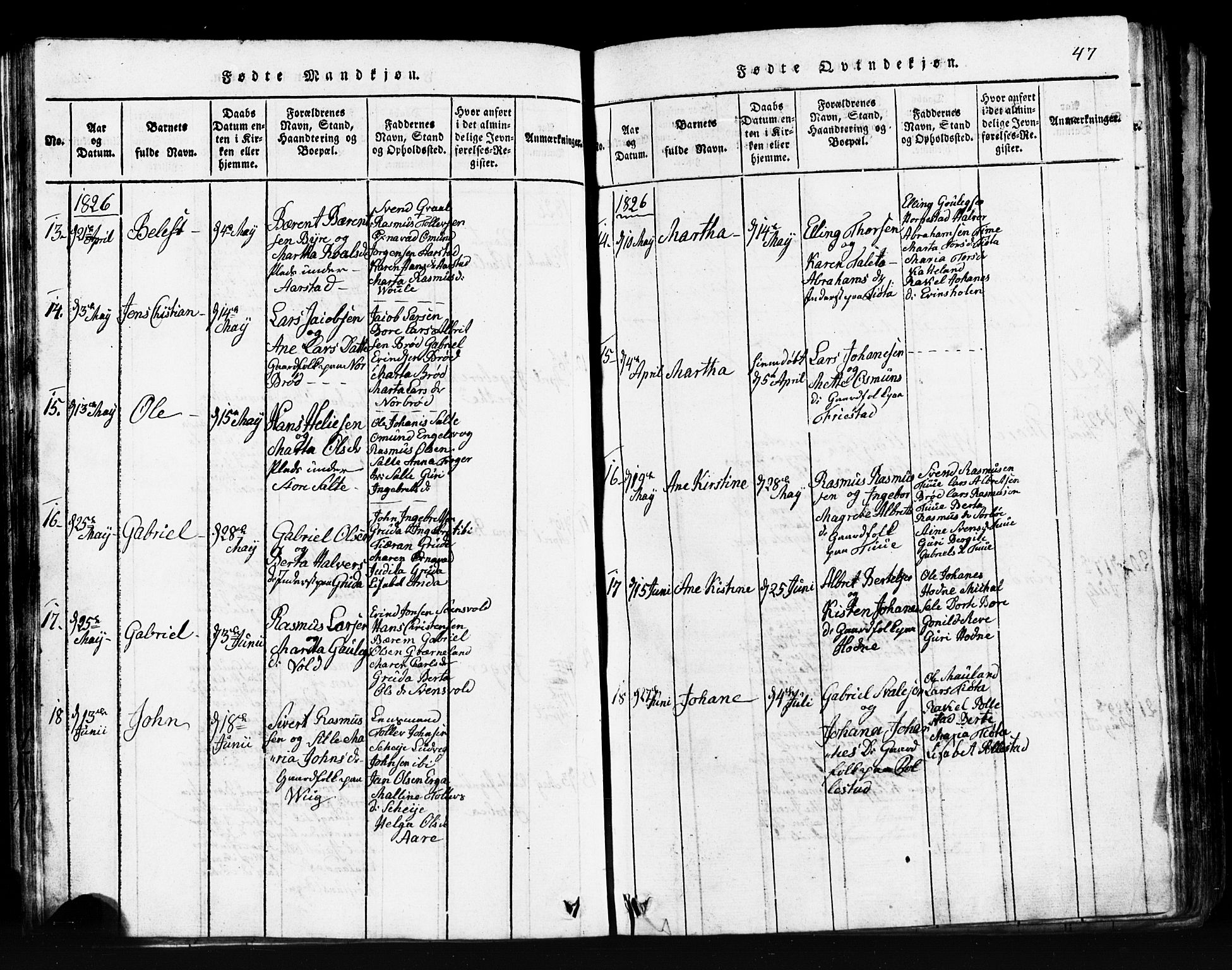 Klepp sokneprestkontor, SAST/A-101803/001/3/30BB/L0001: Parish register (copy) no.  B 1, 1816-1859, p. 47
