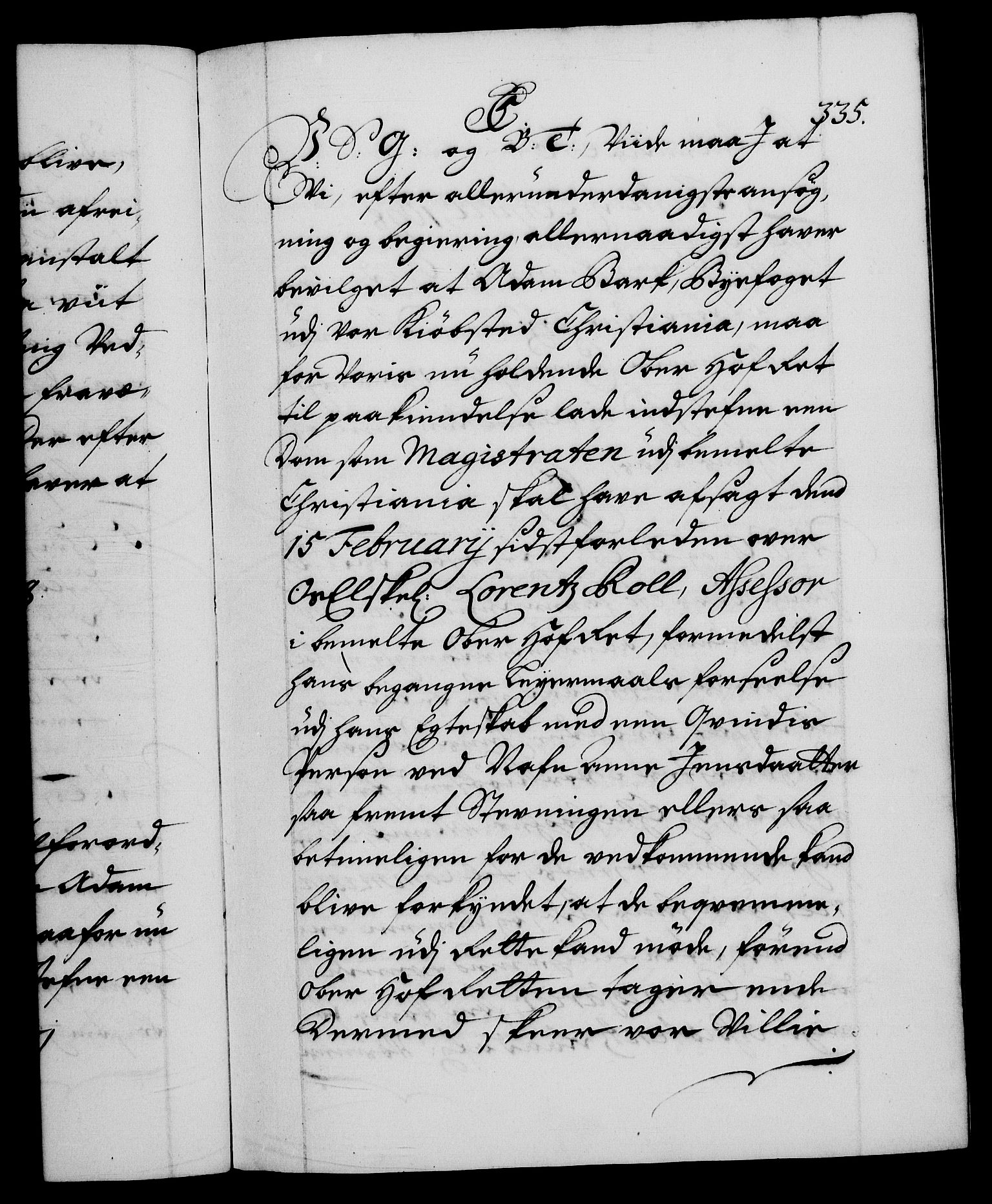 Danske Kanselli 1572-1799, AV/RA-EA-3023/F/Fc/Fca/Fcab/L0015: Norske tegnelser (mikrofilm), 1692-1699, p. 335a