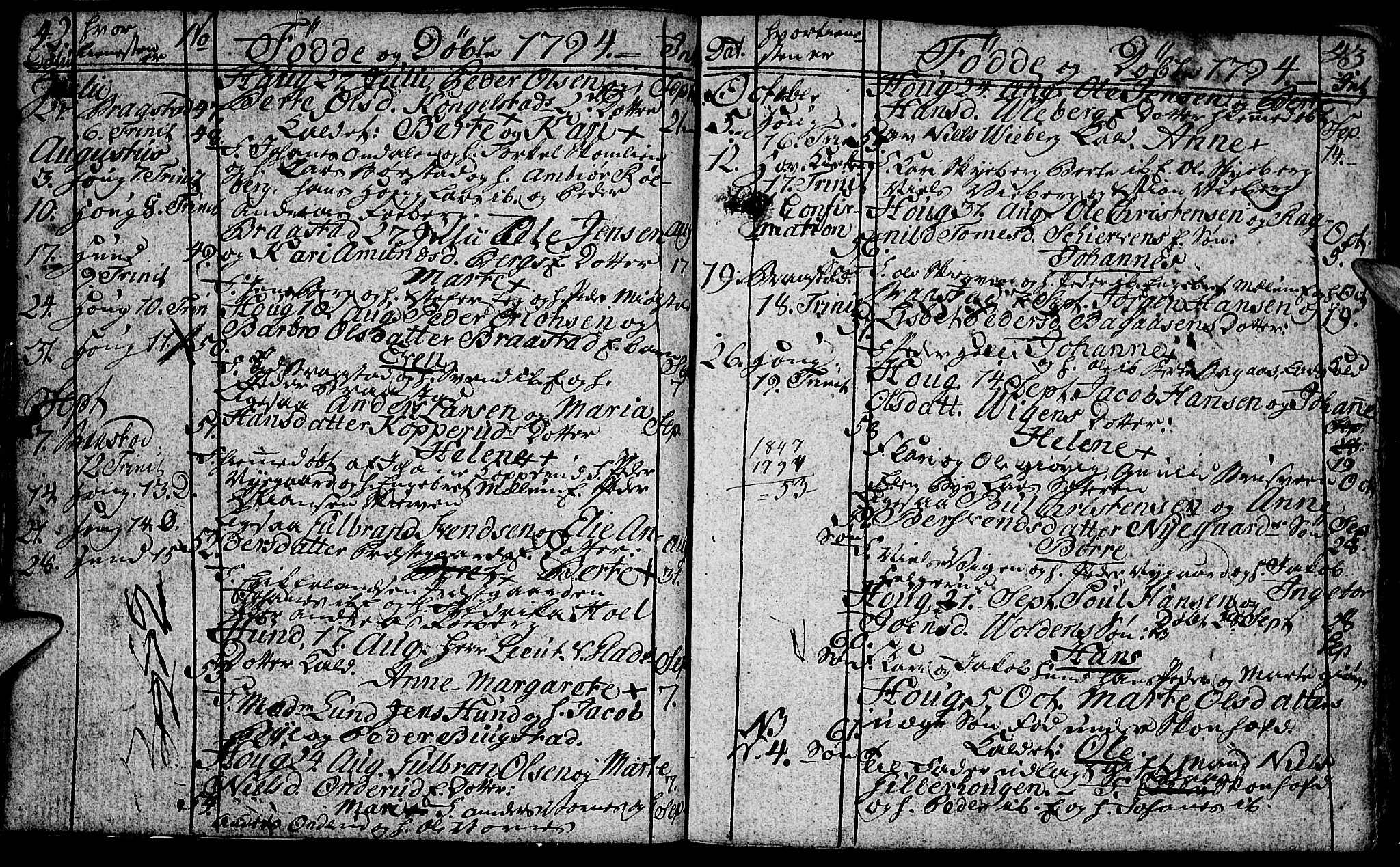 Vardal prestekontor, AV/SAH-PREST-100/H/Ha/Hab/L0002: Parish register (copy) no. 2, 1790-1803, p. 42-43