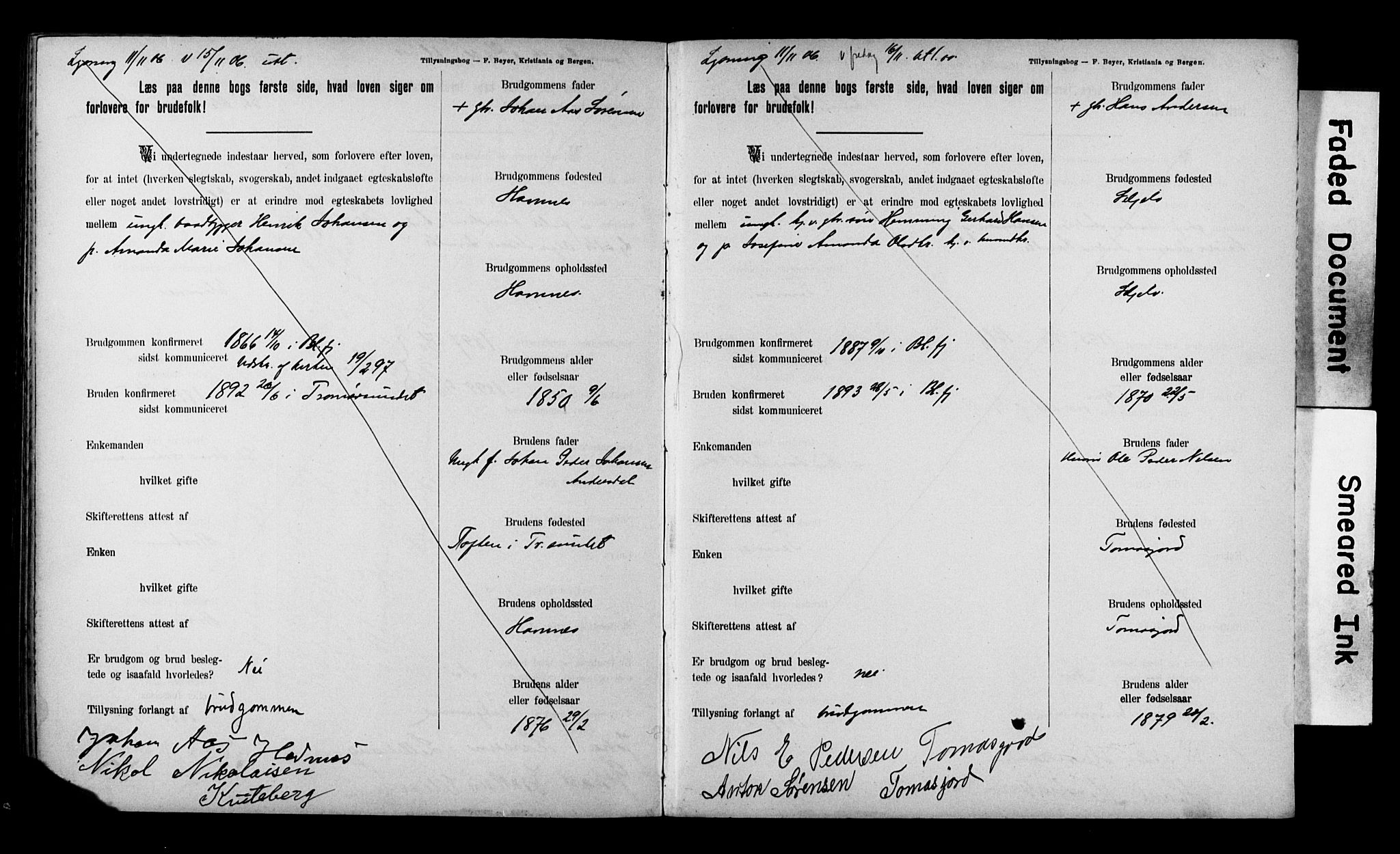 Balsfjord sokneprestembete, AV/SATØ-S-1303/H/Hd/L0031: Banns register no. 31, 1897-1906