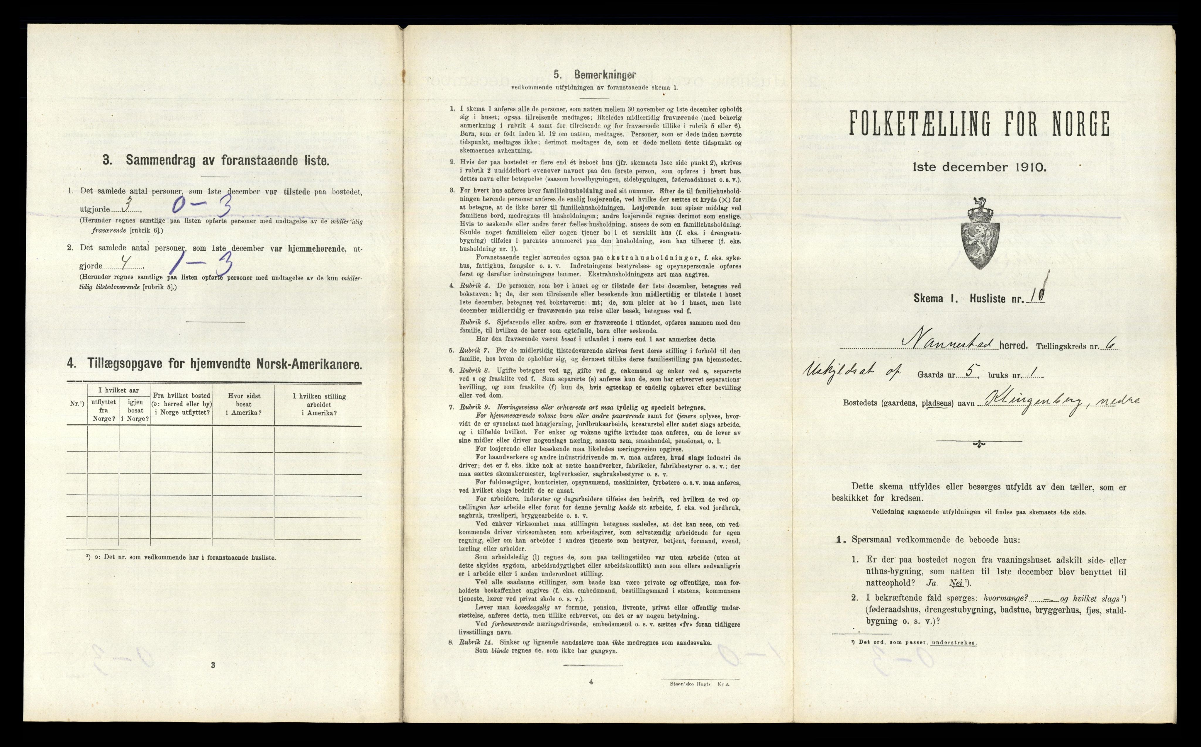 RA, 1910 census for Nannestad, 1910, p. 697