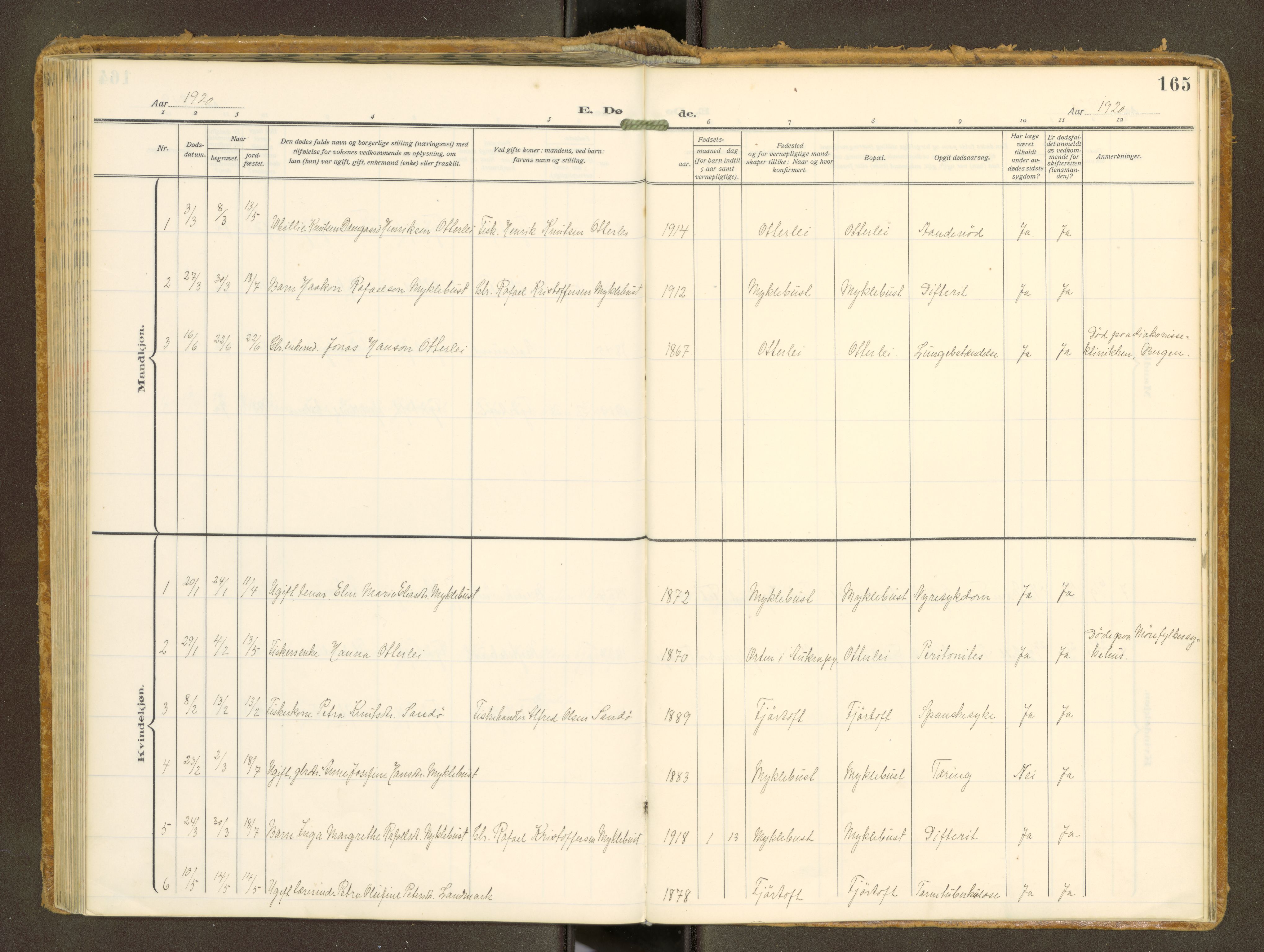 Ministerialprotokoller, klokkerbøker og fødselsregistre - Møre og Romsdal, AV/SAT-A-1454/538/L0528: Parish register (official) no. 538A--, 1911-1935, p. 165