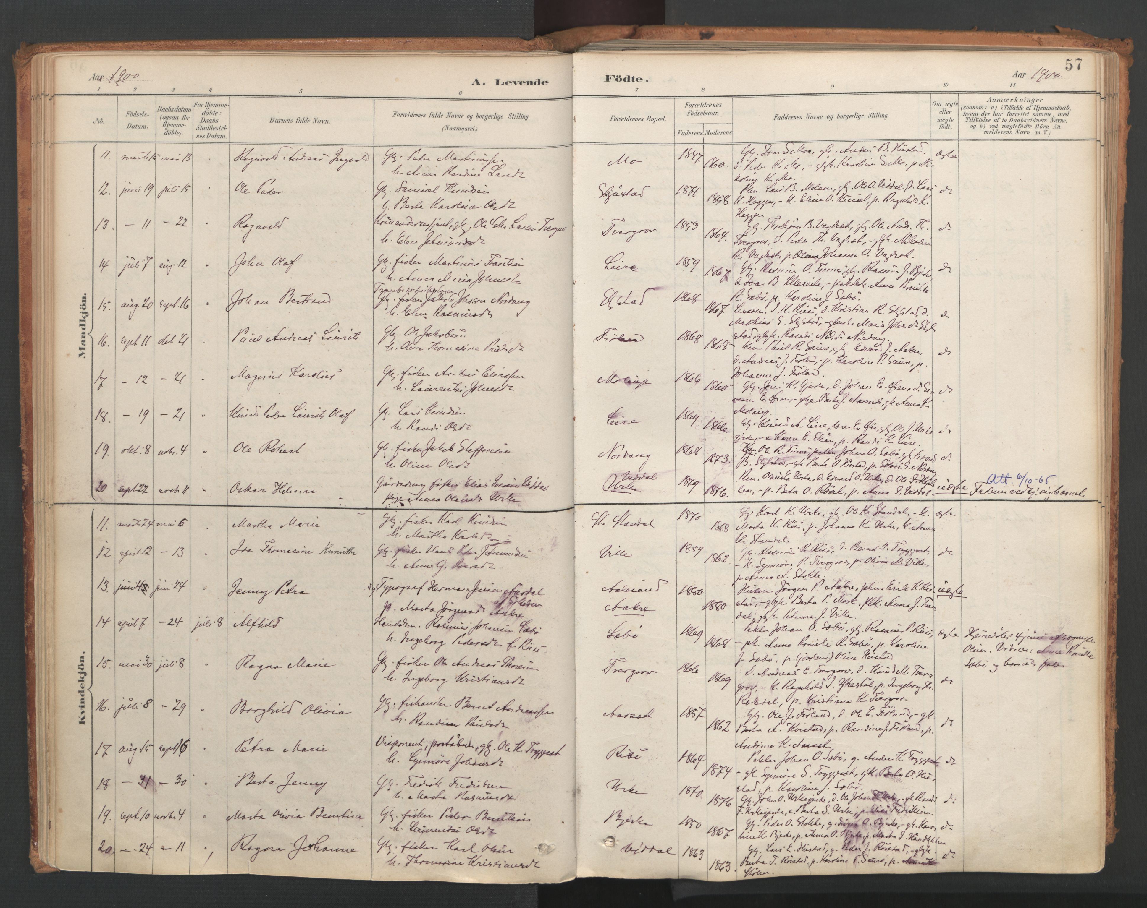Ministerialprotokoller, klokkerbøker og fødselsregistre - Møre og Romsdal, SAT/A-1454/515/L0211: Parish register (official) no. 515A07, 1886-1910, p. 57