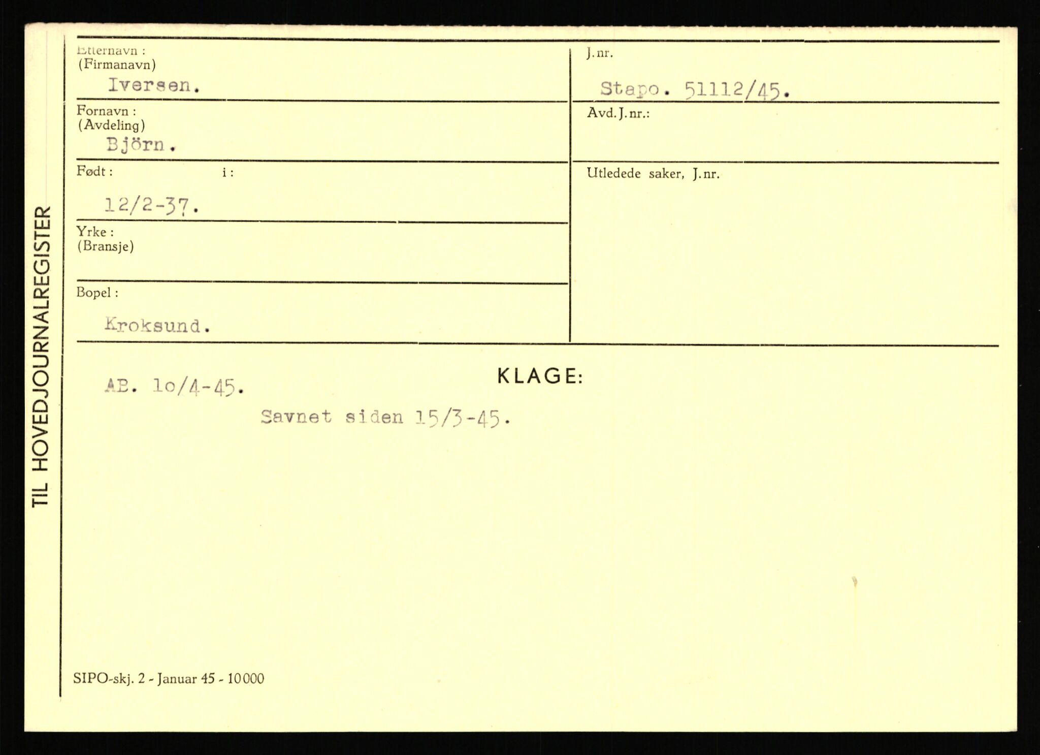 Statspolitiet - Hovedkontoret / Osloavdelingen, AV/RA-S-1329/C/Ca/L0007: Hol - Joelsen, 1943-1945, p. 2644