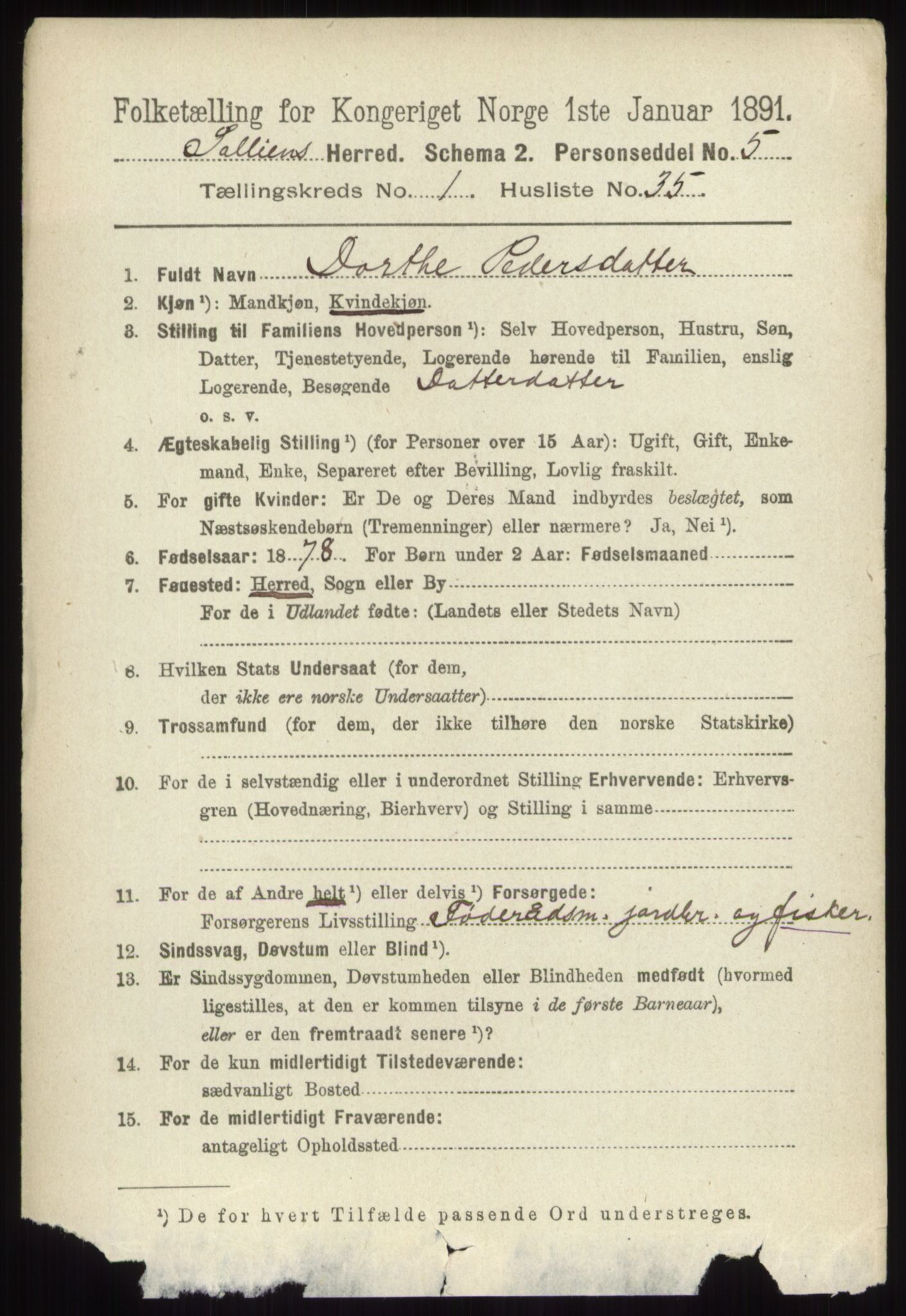 RA, 1891 census for 0431 Sollia, 1891, p. 330