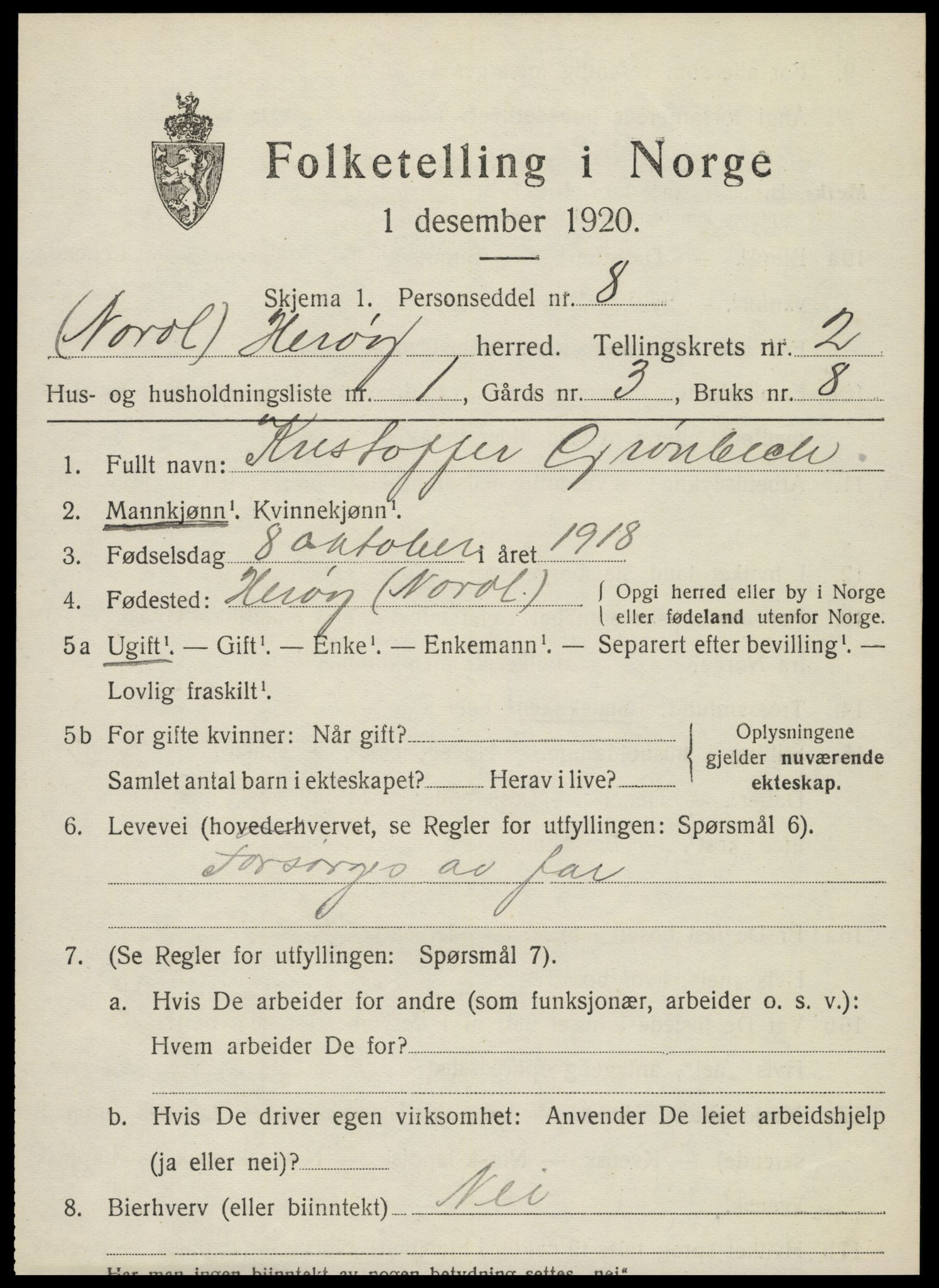 SAT, 1920 census for Herøy, 1920, p. 1328