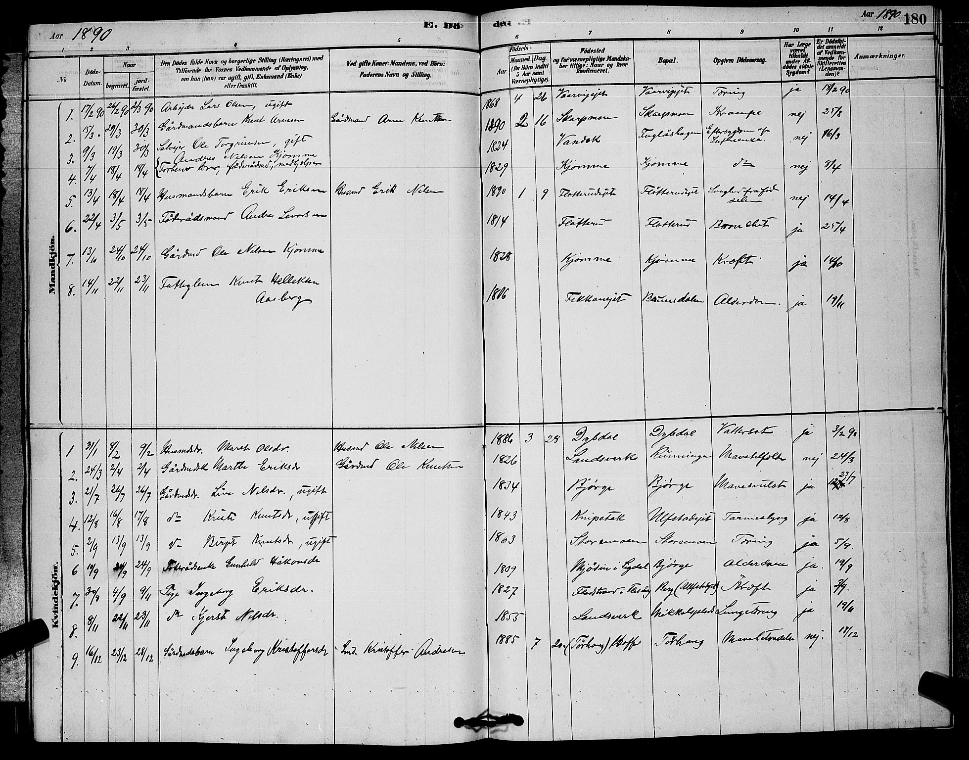 Rollag kirkebøker, SAKO/A-240/G/Ga/L0004: Parish register (copy) no. I 4, 1878-1903, p. 180