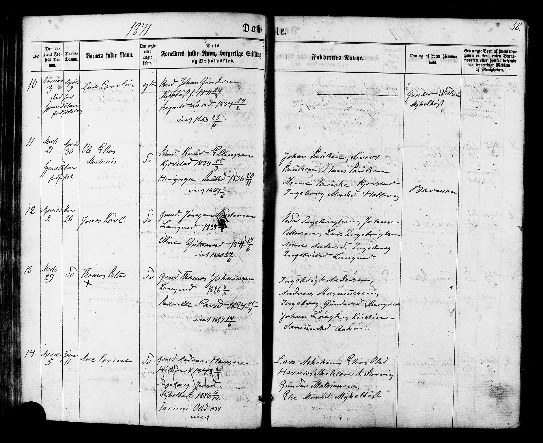 Ministerialprotokoller, klokkerbøker og fødselsregistre - Møre og Romsdal, AV/SAT-A-1454/536/L0498: Parish register (official) no. 536A07, 1862-1875, p. 58