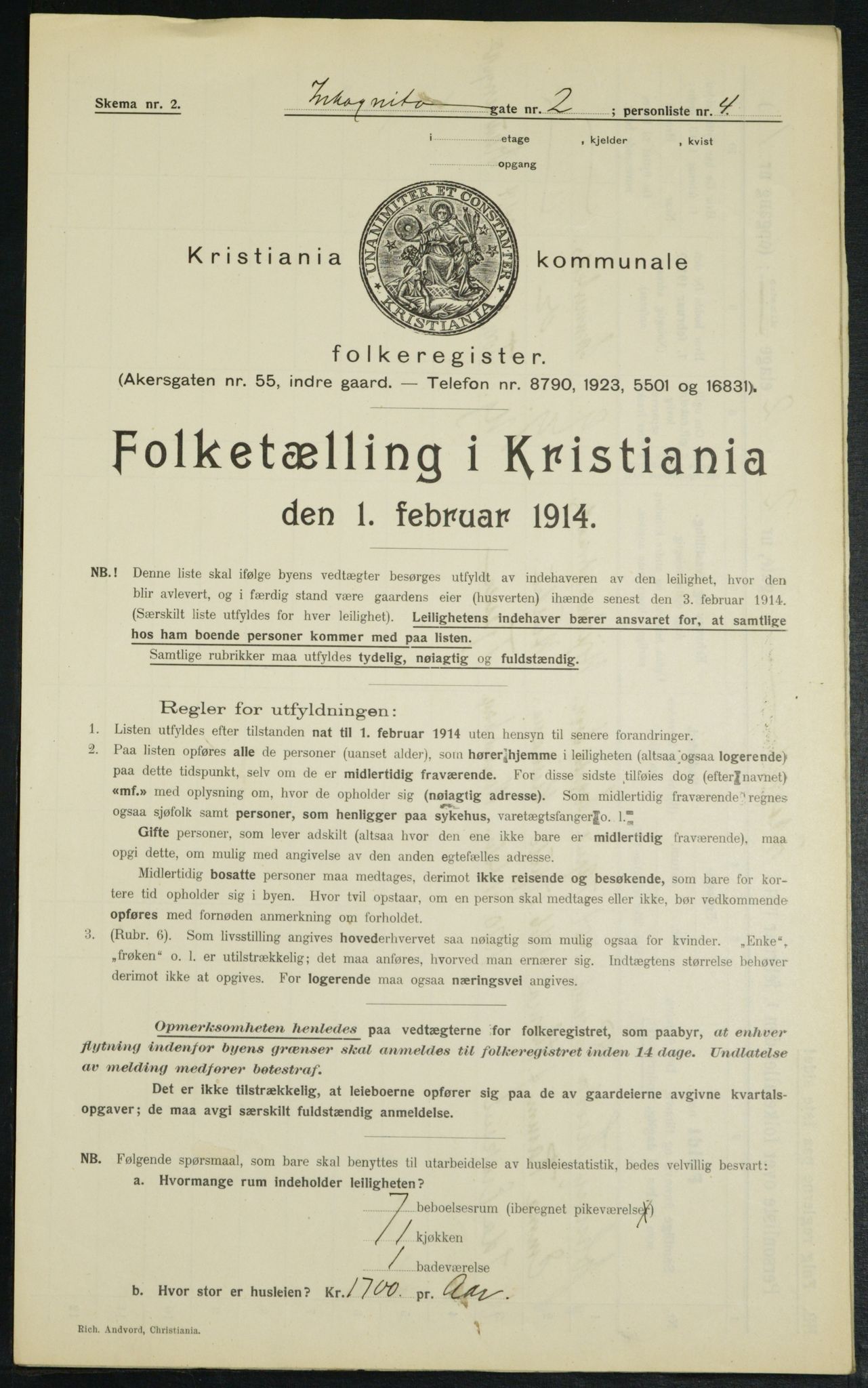 OBA, Municipal Census 1914 for Kristiania, 1914, p. 44014