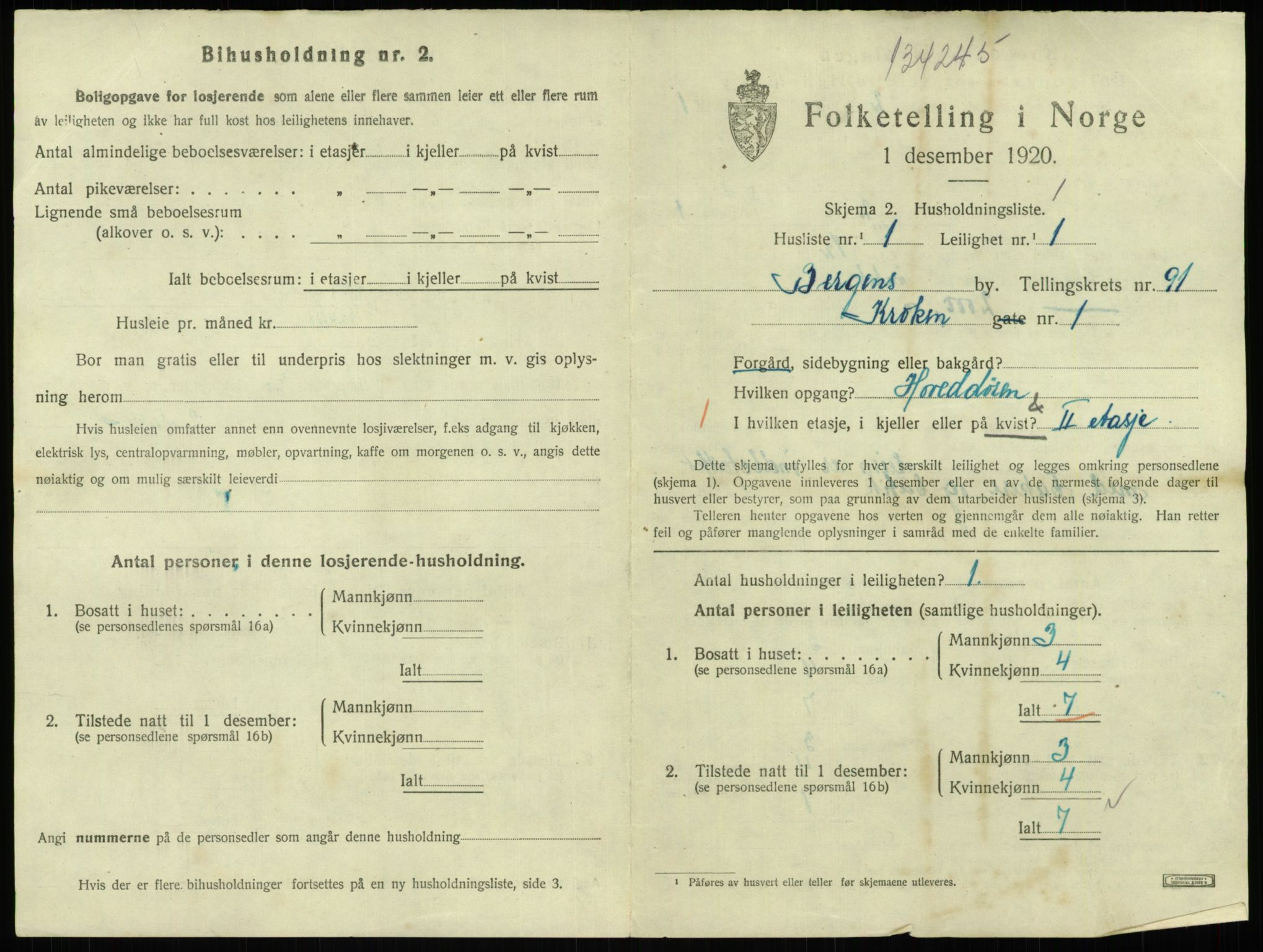 SAB, 1920 census for Bergen, 1920, p. 39845