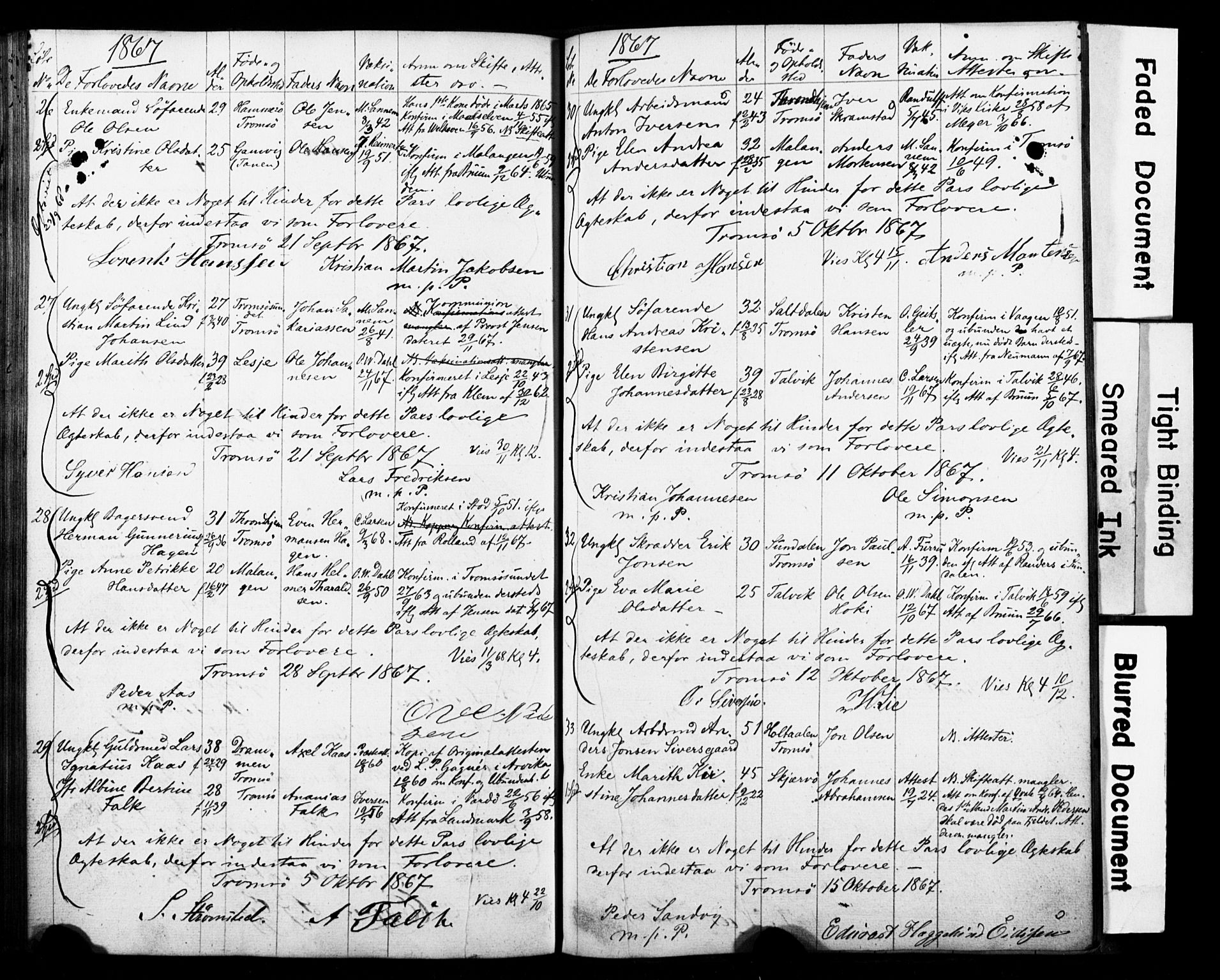 Tromsø sokneprestkontor/stiftsprosti/domprosti, SATØ/S-1343/H/Hc/L0097: Banns register no. 3, 1851-1872