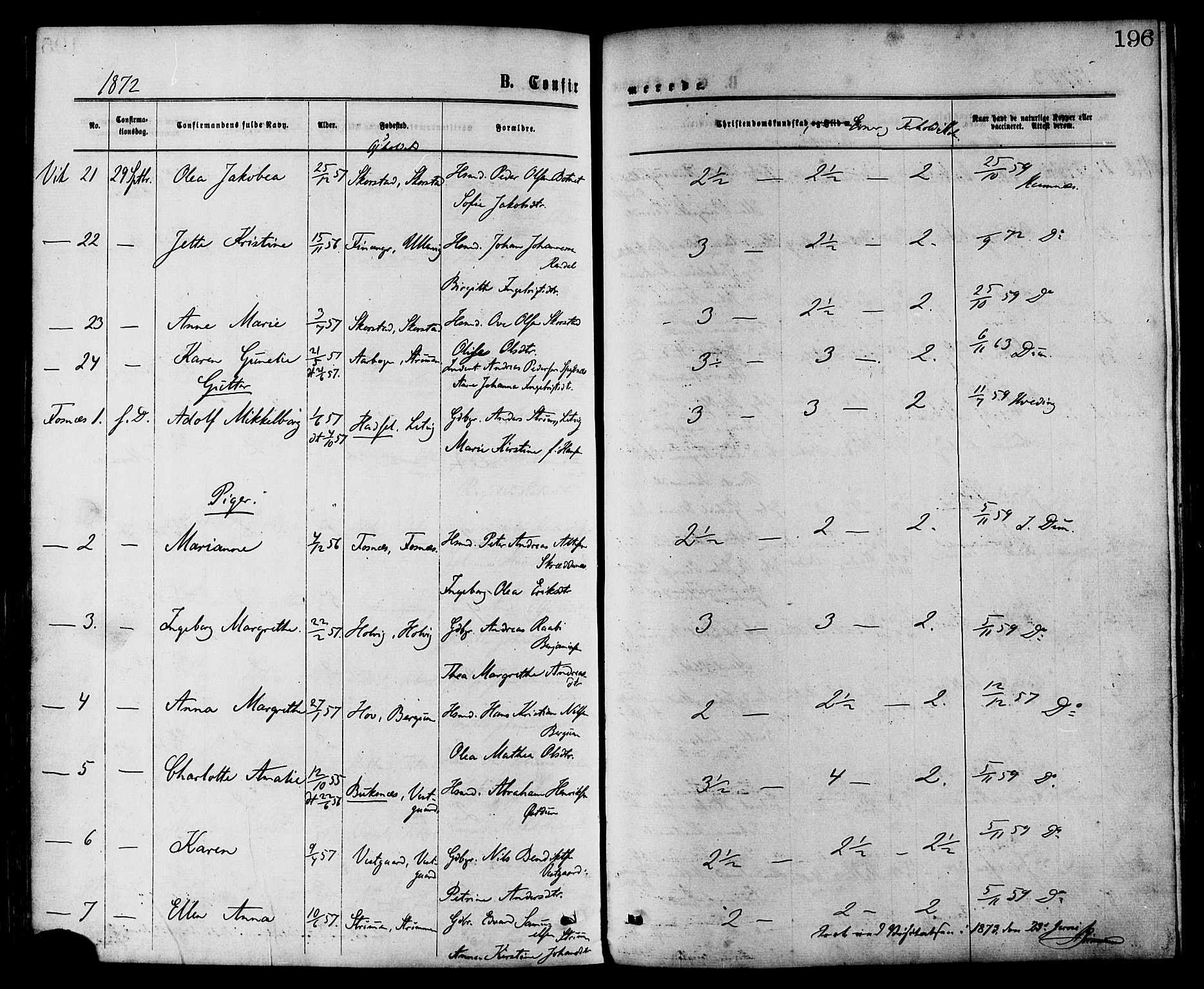 Ministerialprotokoller, klokkerbøker og fødselsregistre - Nord-Trøndelag, SAT/A-1458/773/L0616: Parish register (official) no. 773A07, 1870-1887, p. 196