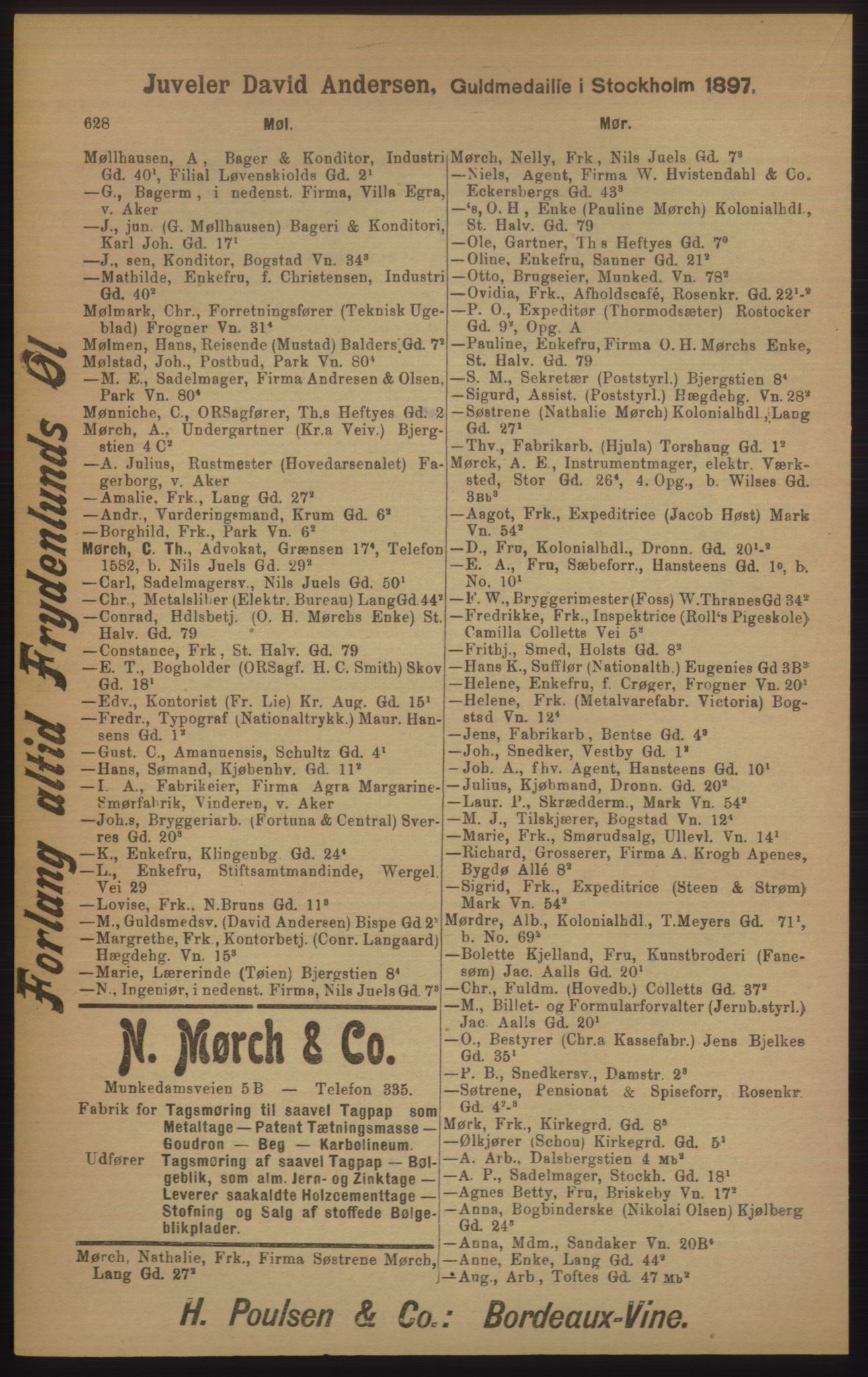 Kristiania/Oslo adressebok, PUBL/-, 1905, p. 628