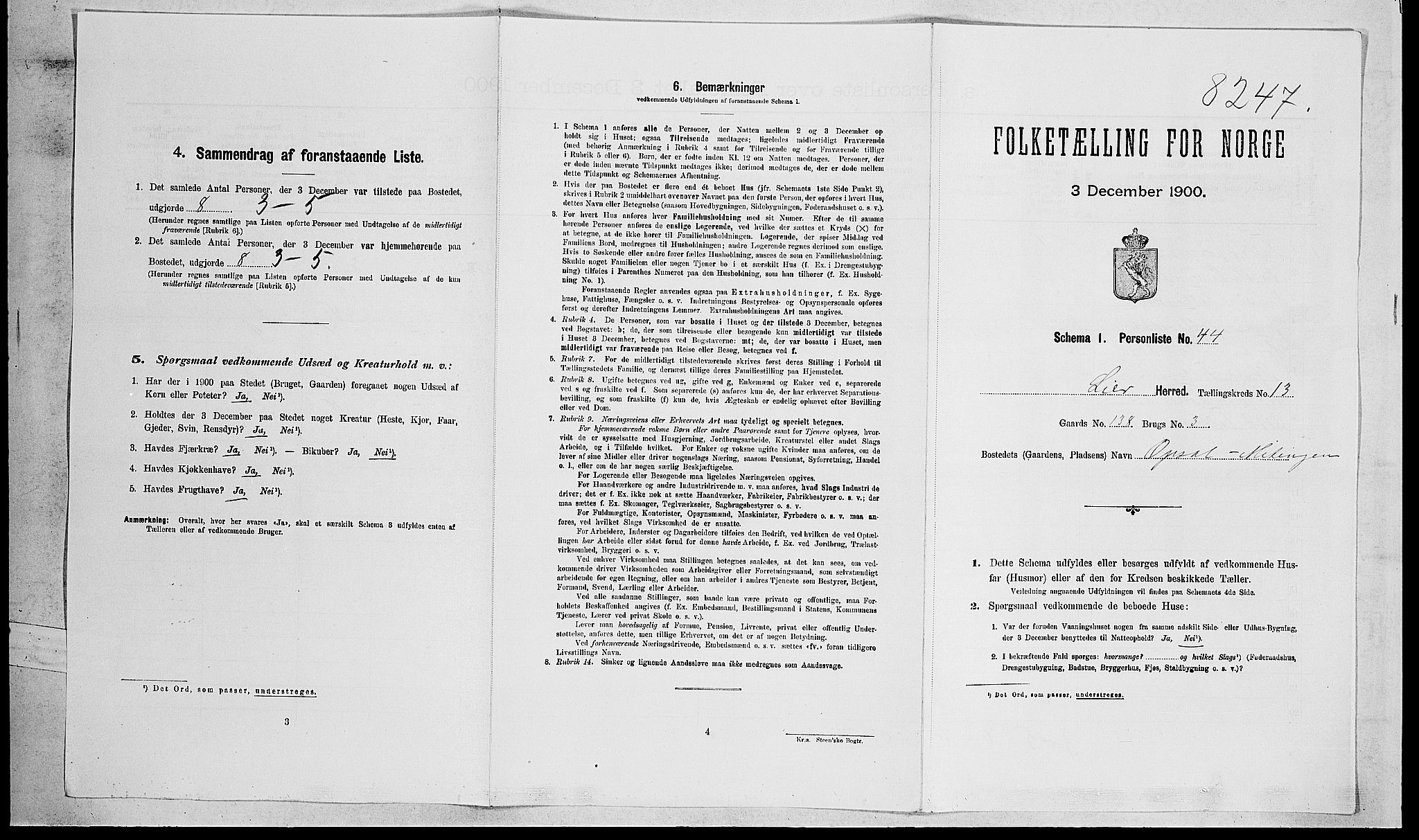 RA, 1900 census for Lier, 1900, p. 2195