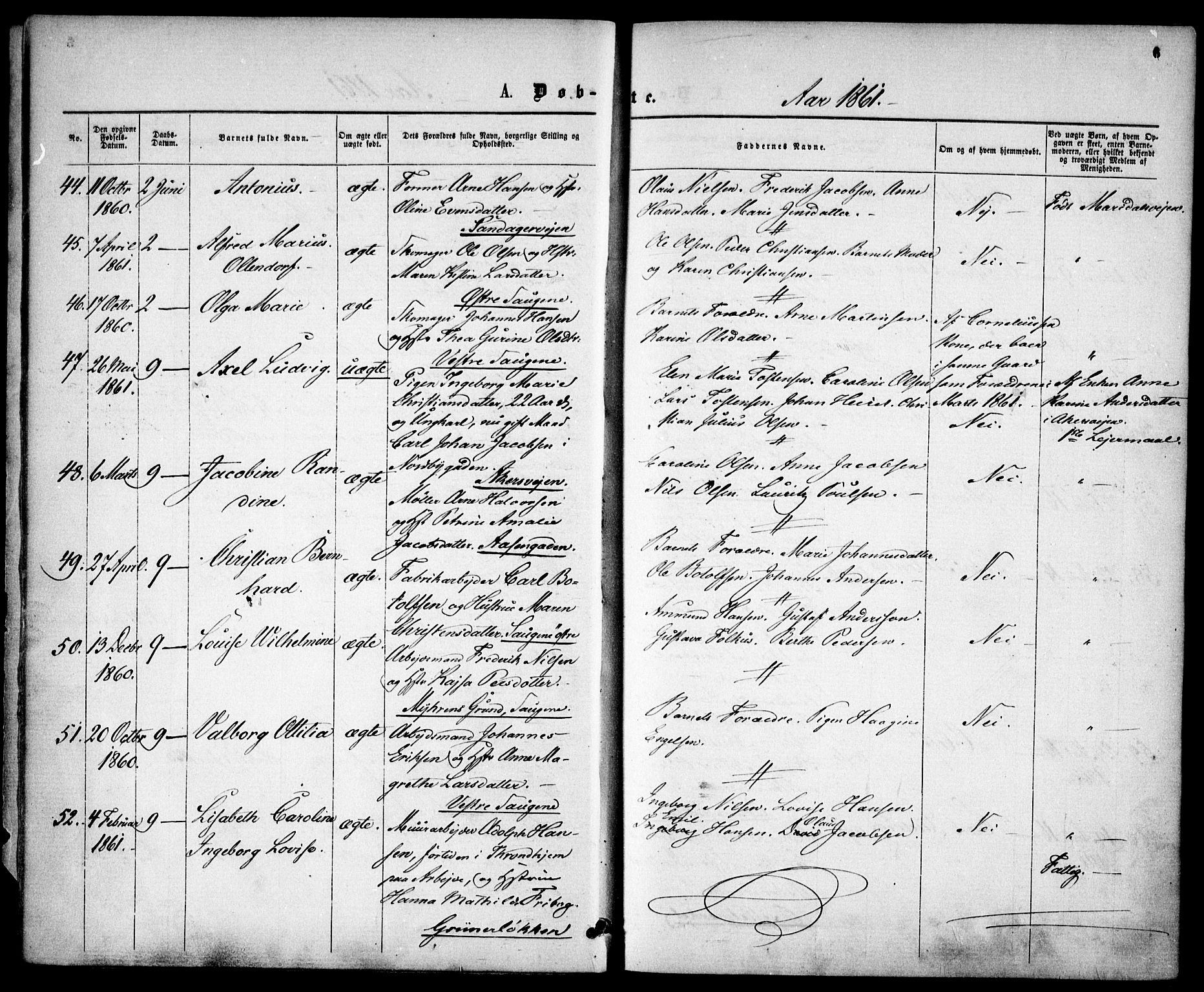 Gamle Aker prestekontor Kirkebøker, AV/SAO-A-10617a/F/L0001: Parish register (official) no. 1, 1861-1865, p. 6