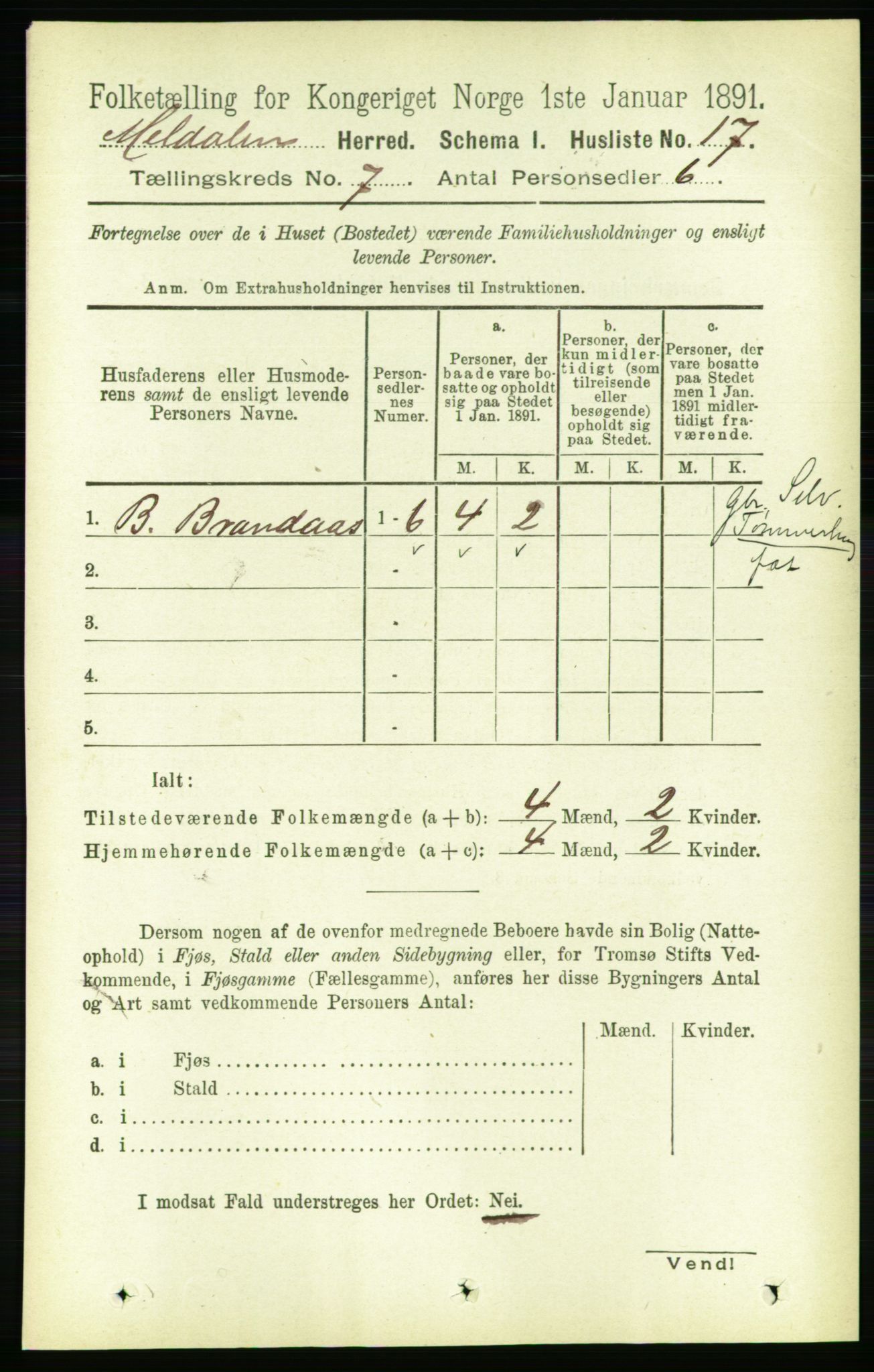 RA, 1891 census for 1636 Meldal, 1891, p. 3347