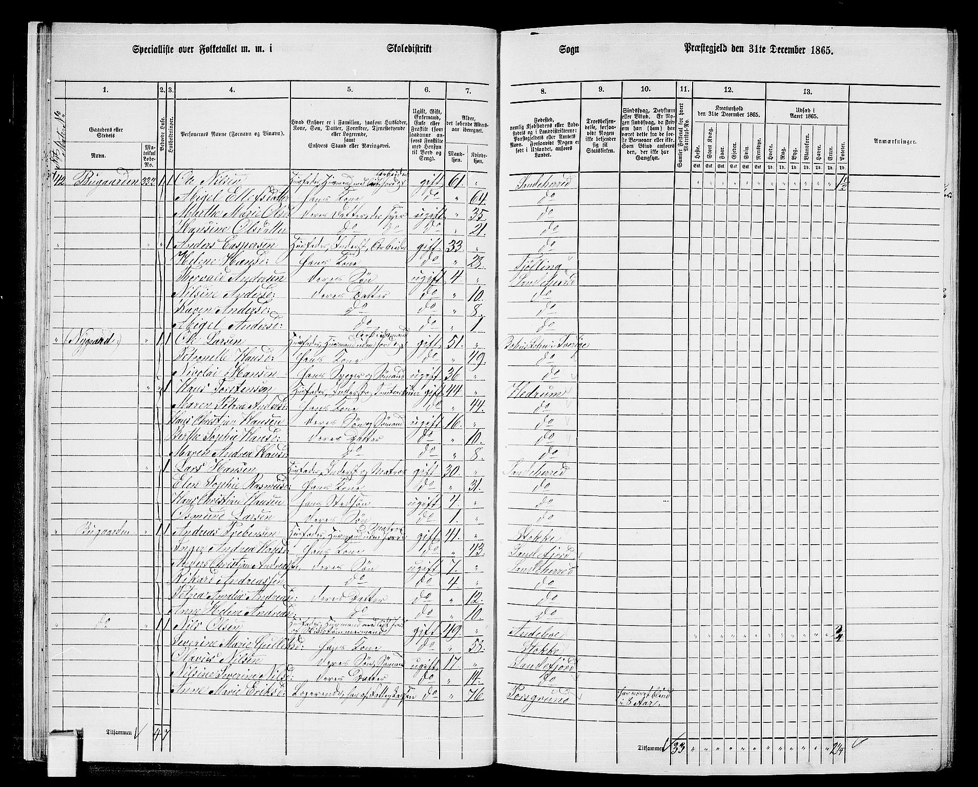 RA, 1865 census for Sandeherred/Sandeherred, 1865, p. 18