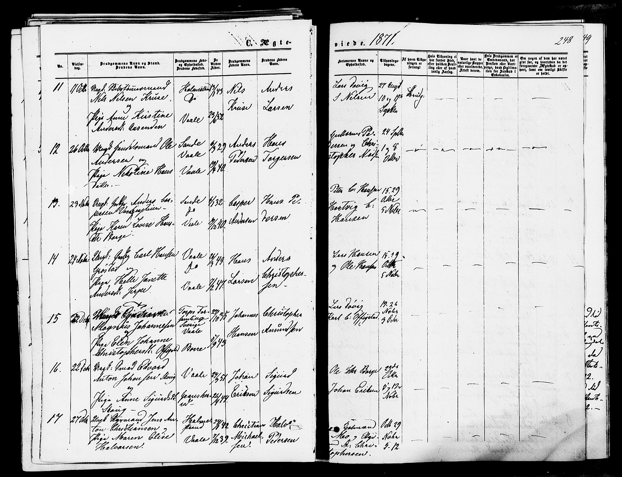 Våle kirkebøker, SAKO/A-334/F/Fa/L0010: Parish register (official) no. I 10, 1861-1877, p. 248