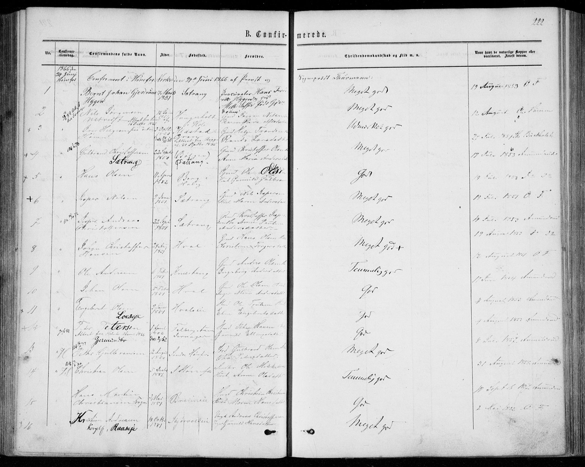 Norderhov kirkebøker, AV/SAKO-A-237/F/Fa/L0013: Parish register (official) no. 13, 1866-1874, p. 222