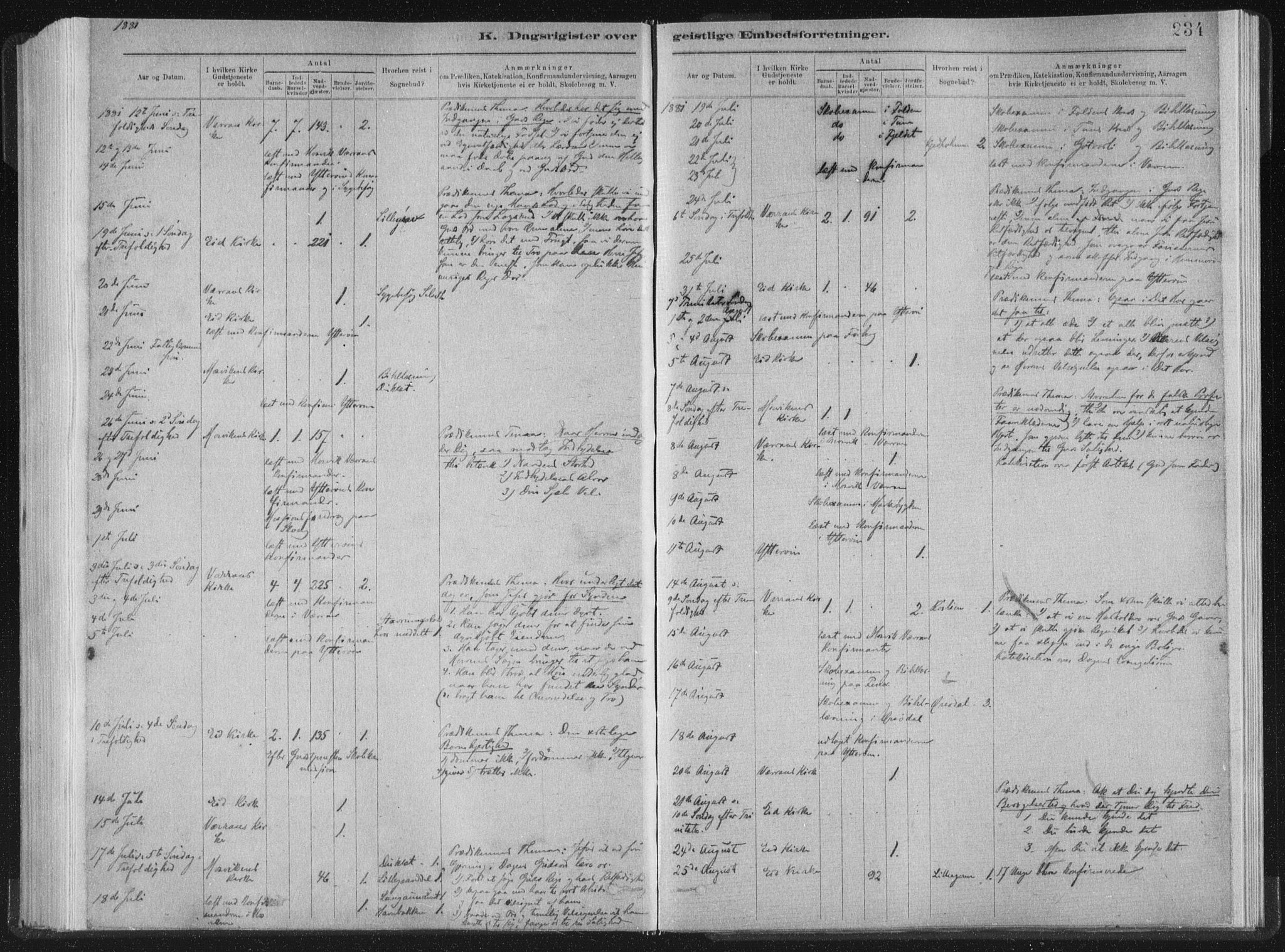 Ministerialprotokoller, klokkerbøker og fødselsregistre - Nord-Trøndelag, AV/SAT-A-1458/722/L0220: Parish register (official) no. 722A07, 1881-1908, p. 234