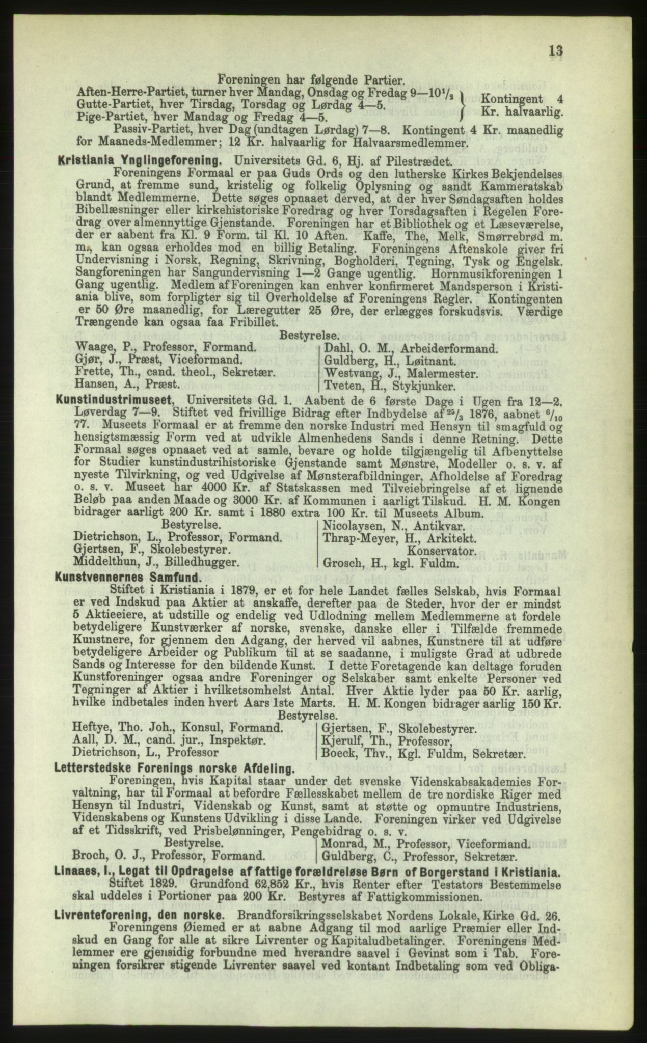 Kristiania/Oslo adressebok, PUBL/-, 1883, p. 13