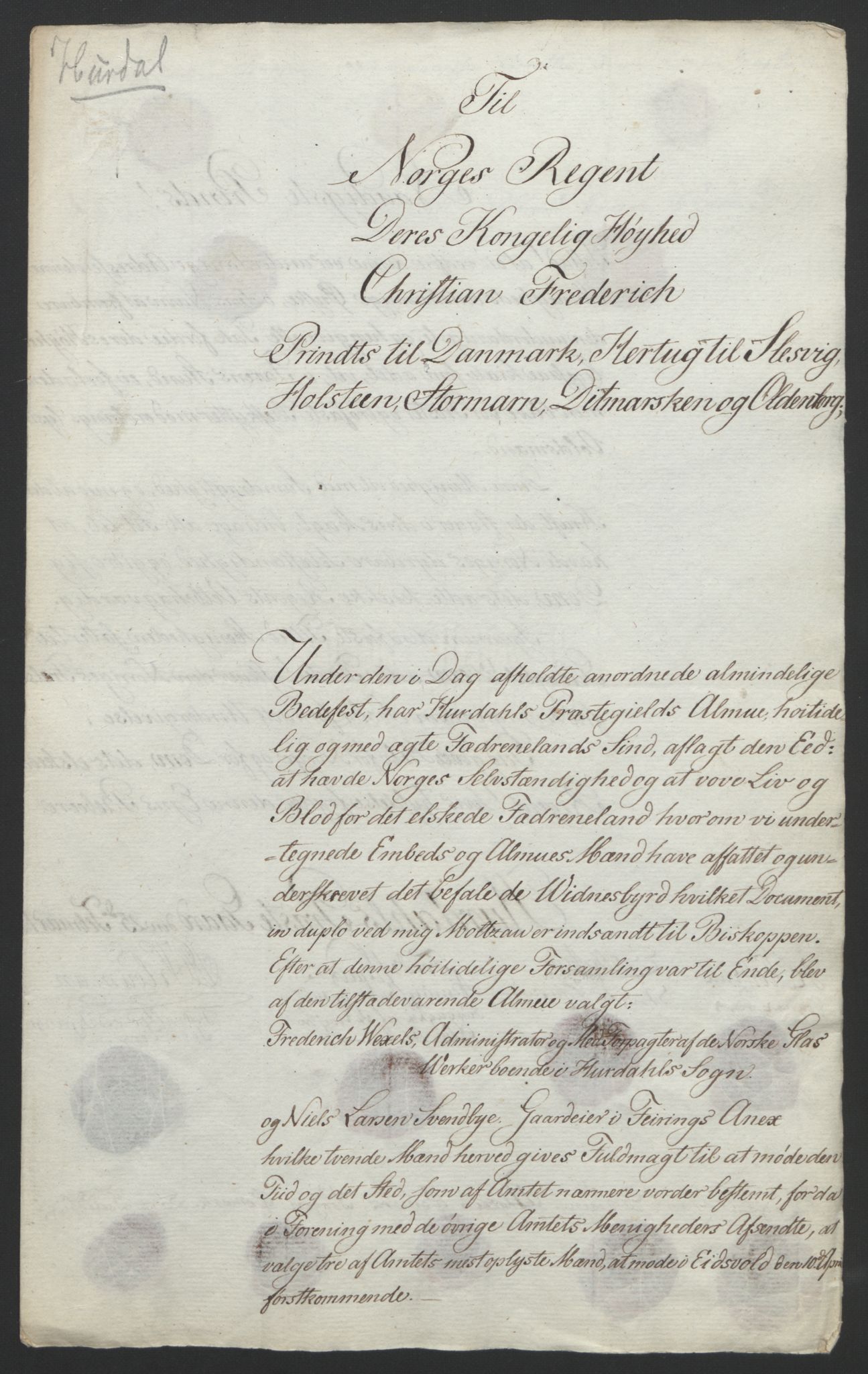 Statsrådssekretariatet, RA/S-1001/D/Db/L0007: Fullmakter for Eidsvollsrepresentantene i 1814. , 1814, p. 186