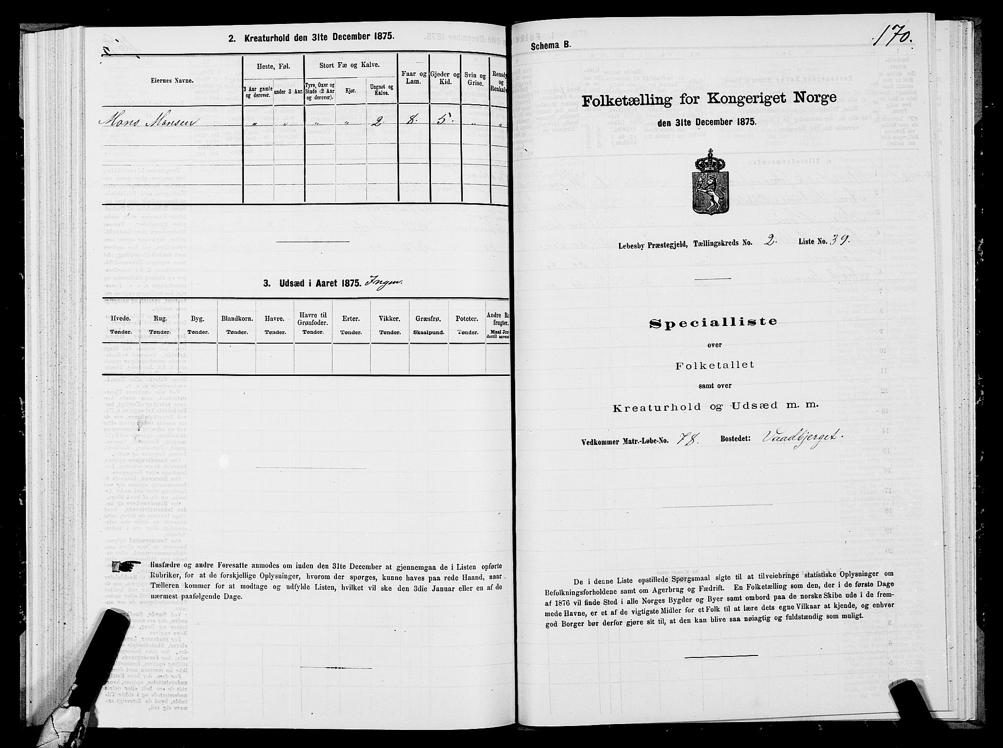 SATØ, 1875 census for 2022P Lebesby, 1875, p. 1170