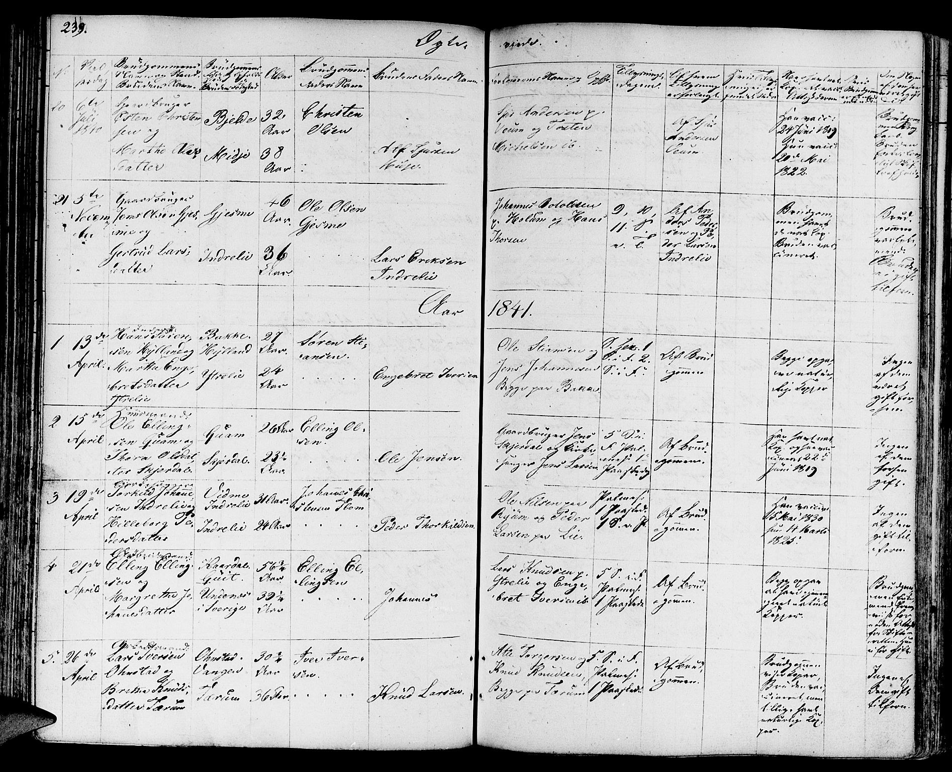 Aurland sokneprestembete, SAB/A-99937/H/Ha/Haa/L0006: Parish register (official) no. A 6, 1821-1859, p. 239
