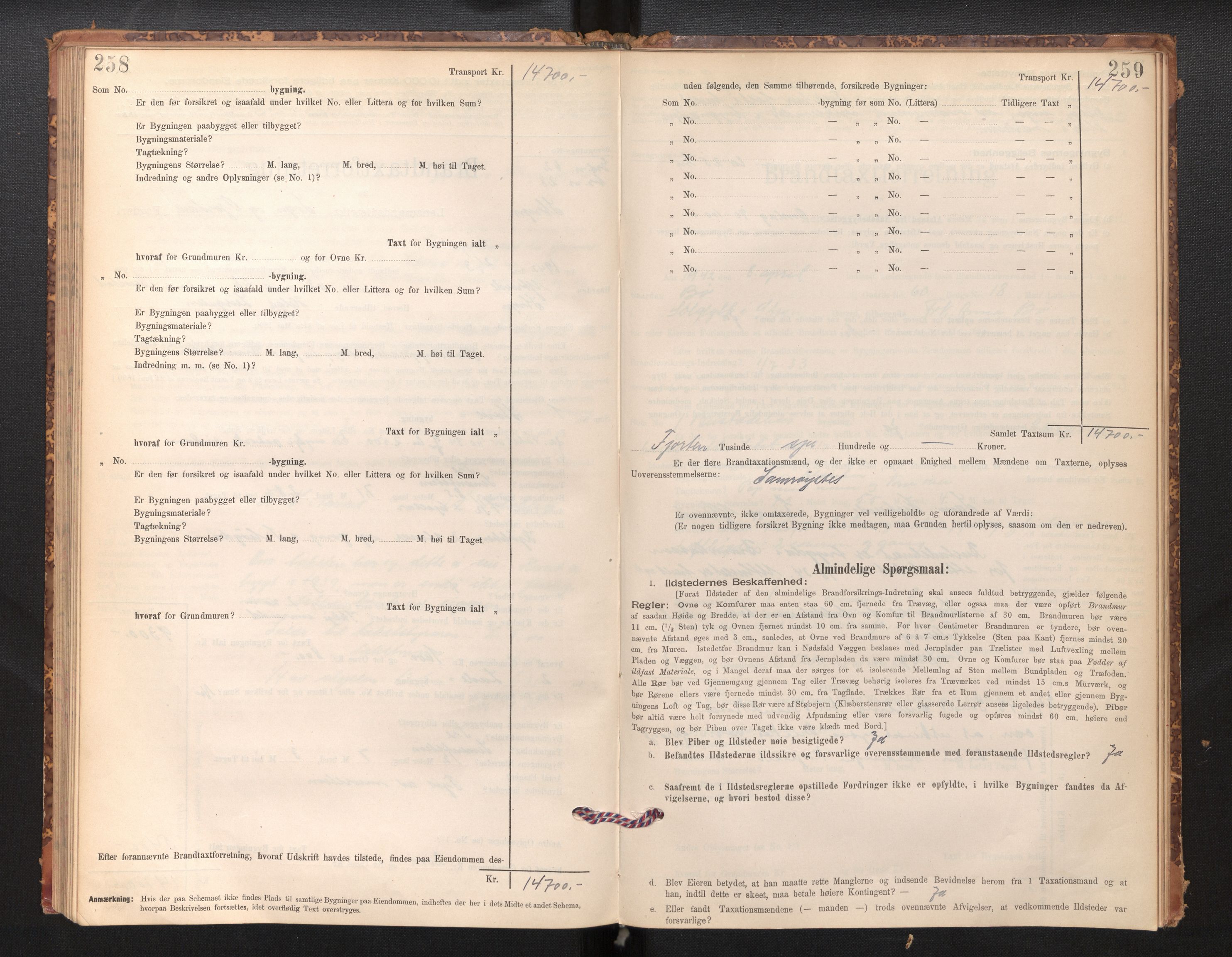 Lensmannen i Stryn og Innvik, AV/SAB-A-30201/0012/L0002: Branntakstprotokoll, skjematakst, 1894-1942, p. 258-259