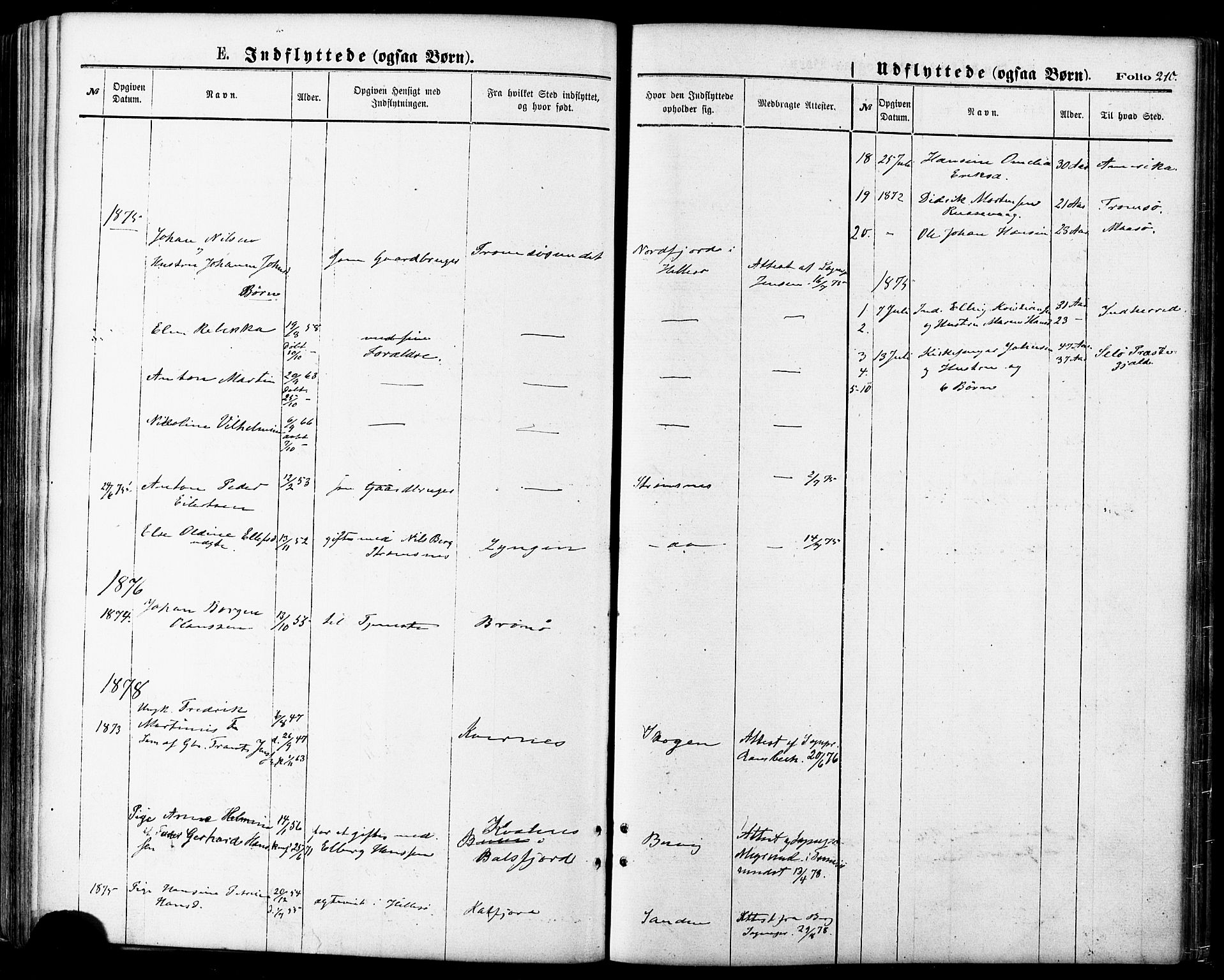 Lenvik sokneprestembete, SATØ/S-1310/H/Ha/Haa/L0010kirke: Parish register (official) no. 10, 1873-1880, p. 210