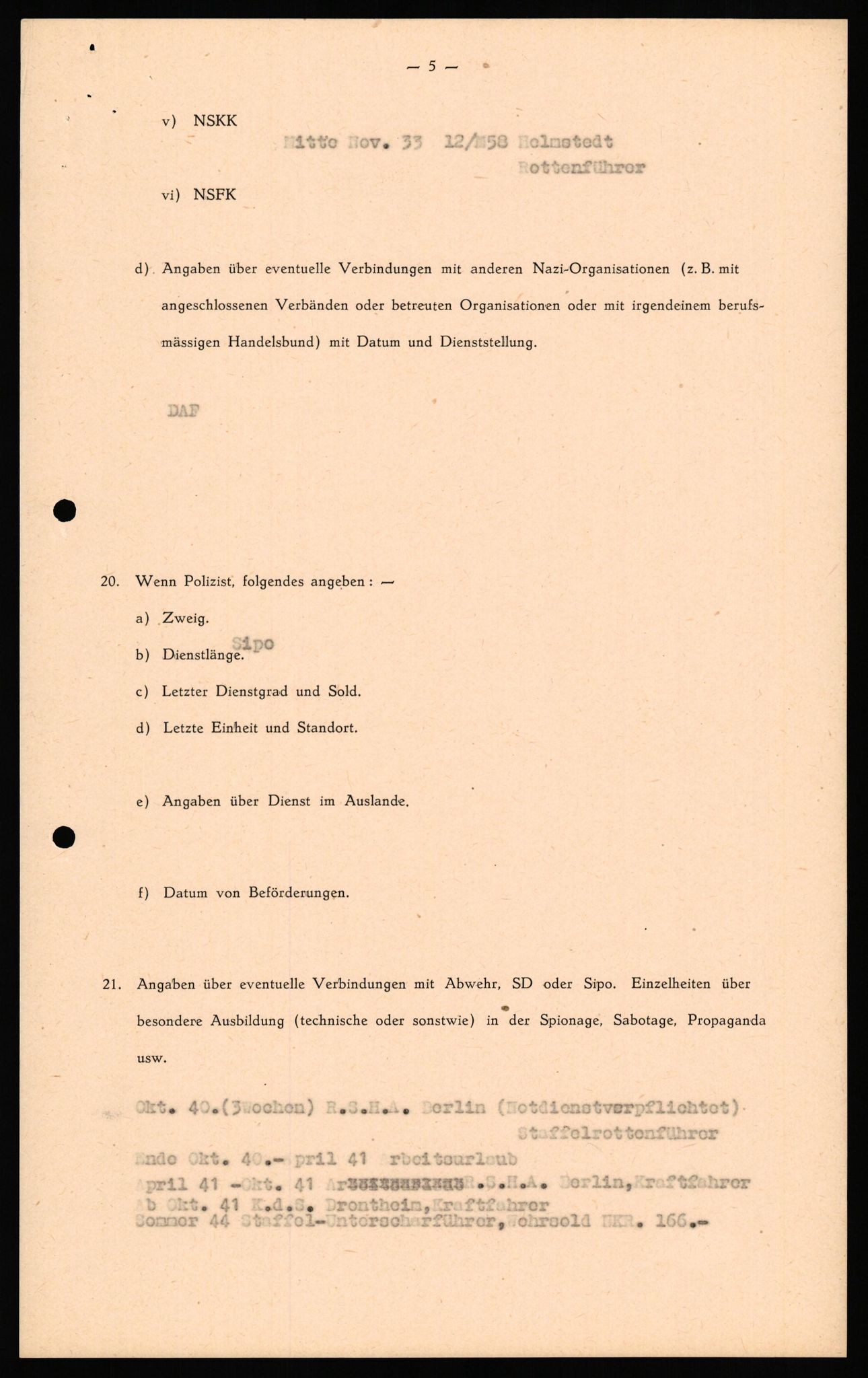 Forsvaret, Forsvarets overkommando II, AV/RA-RAFA-3915/D/Db/L0035: CI Questionaires. Tyske okkupasjonsstyrker i Norge. Tyskere., 1945-1946, p. 468