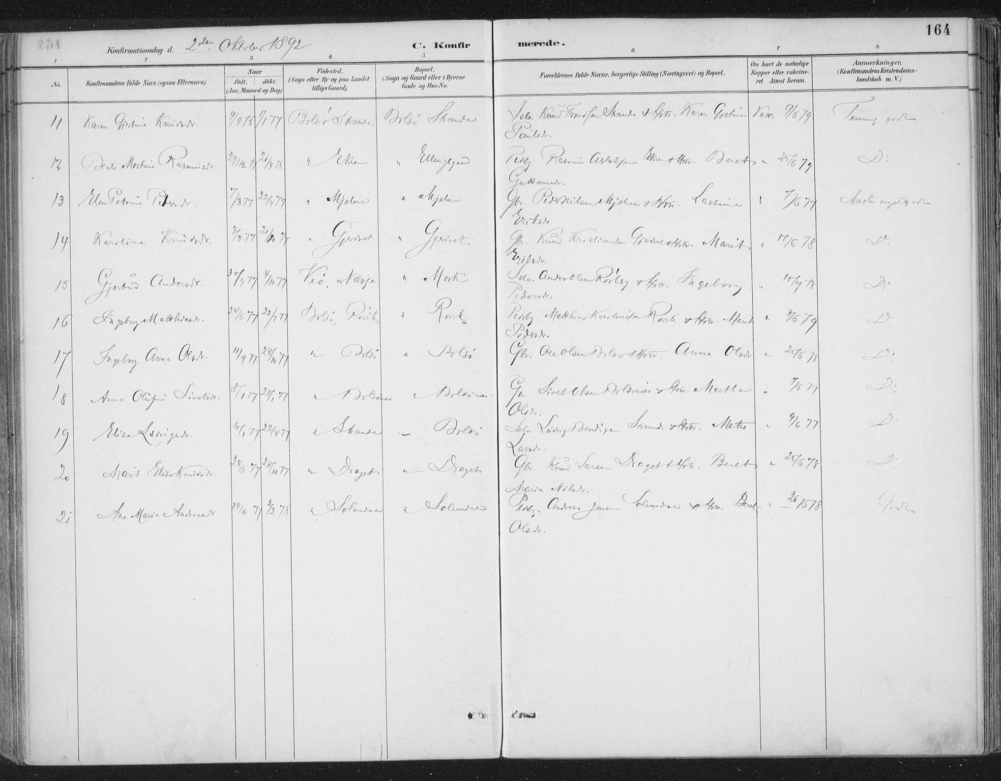 Ministerialprotokoller, klokkerbøker og fødselsregistre - Møre og Romsdal, AV/SAT-A-1454/555/L0658: Parish register (official) no. 555A09, 1887-1917, p. 164