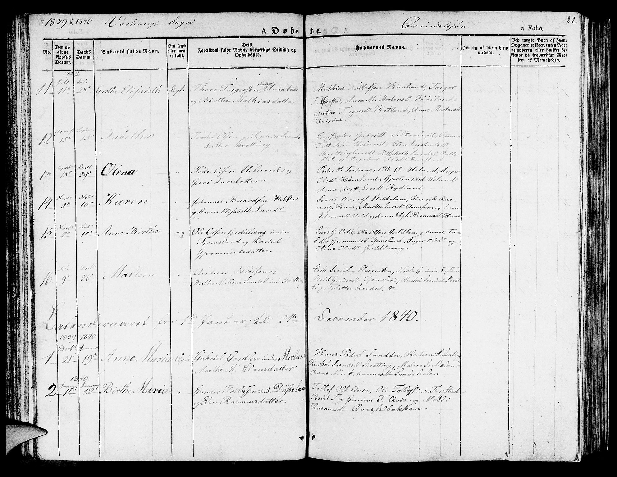 Hå sokneprestkontor, AV/SAST-A-101801/001/30BA/L0004: Parish register (official) no. A 4.1 /2, 1826-1841, p. 82