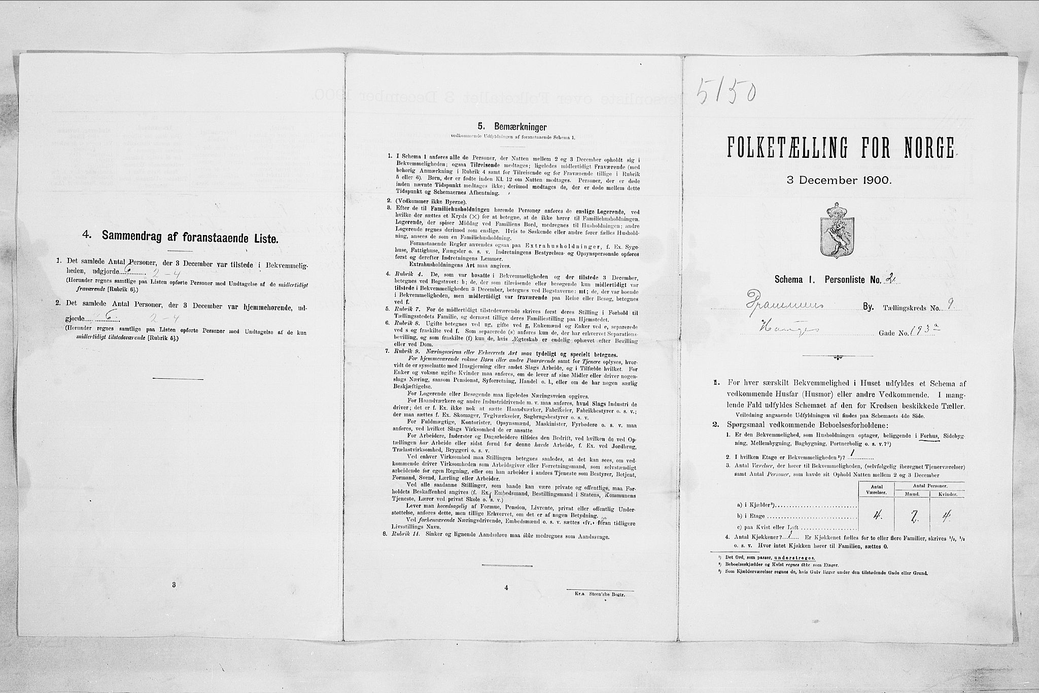 RA, 1900 census for Drammen, 1900, p. 1819