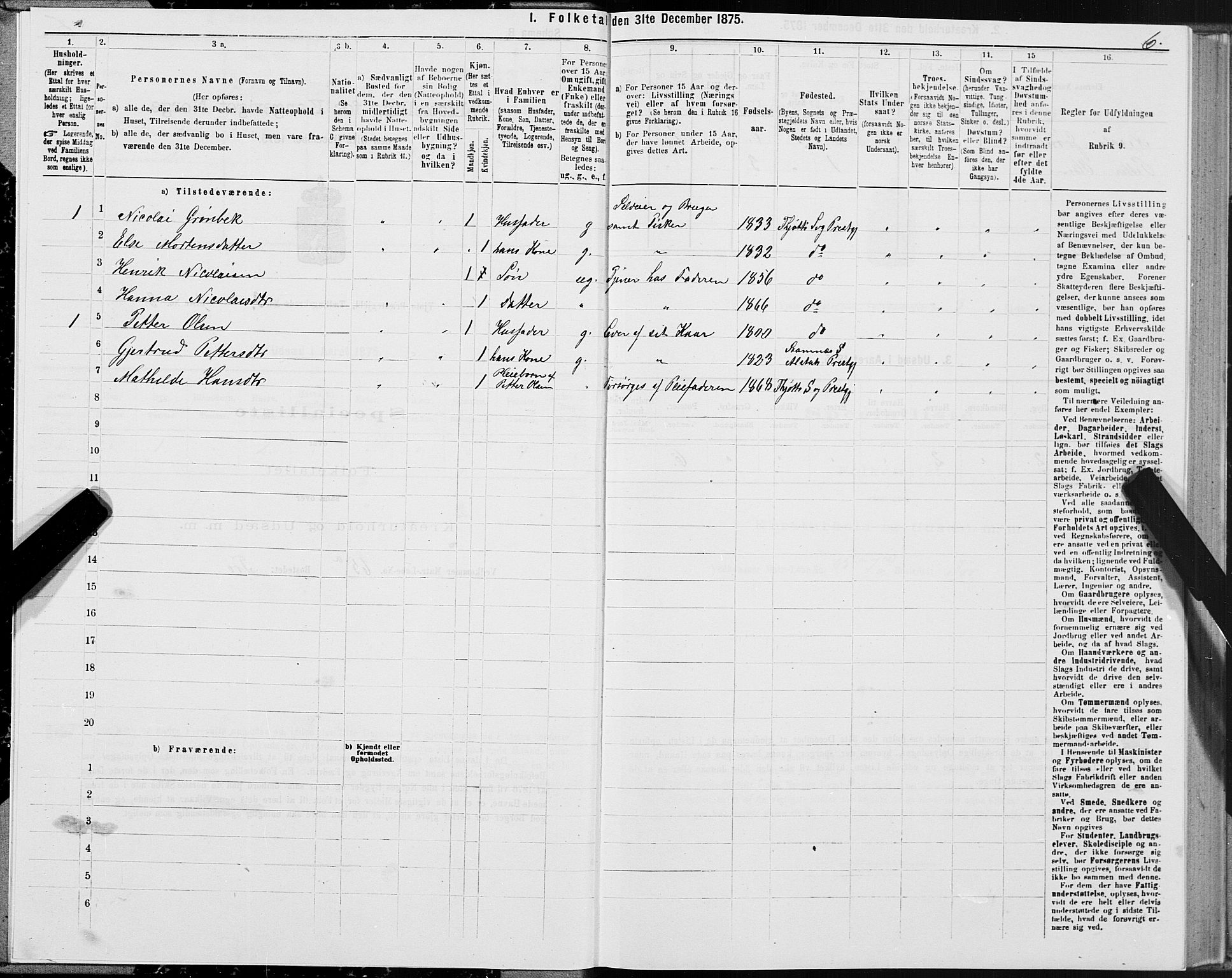 SAT, 1875 census for 1817P Tjøtta, 1875, p. 2006