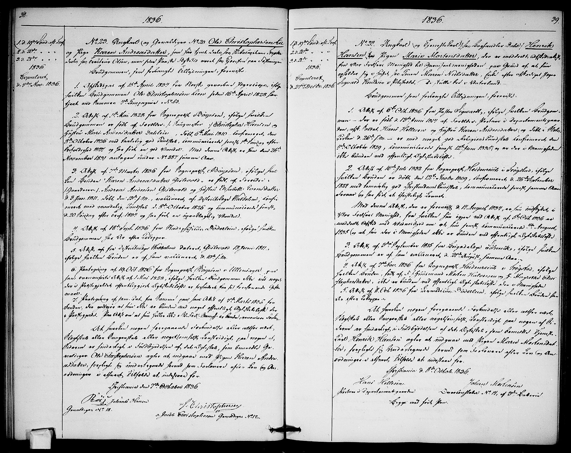 Garnisonsmenigheten Kirkebøker, SAO/A-10846/H/Ha/L0003: Banns register no. I 3, 1835-1840, p. 38-39
