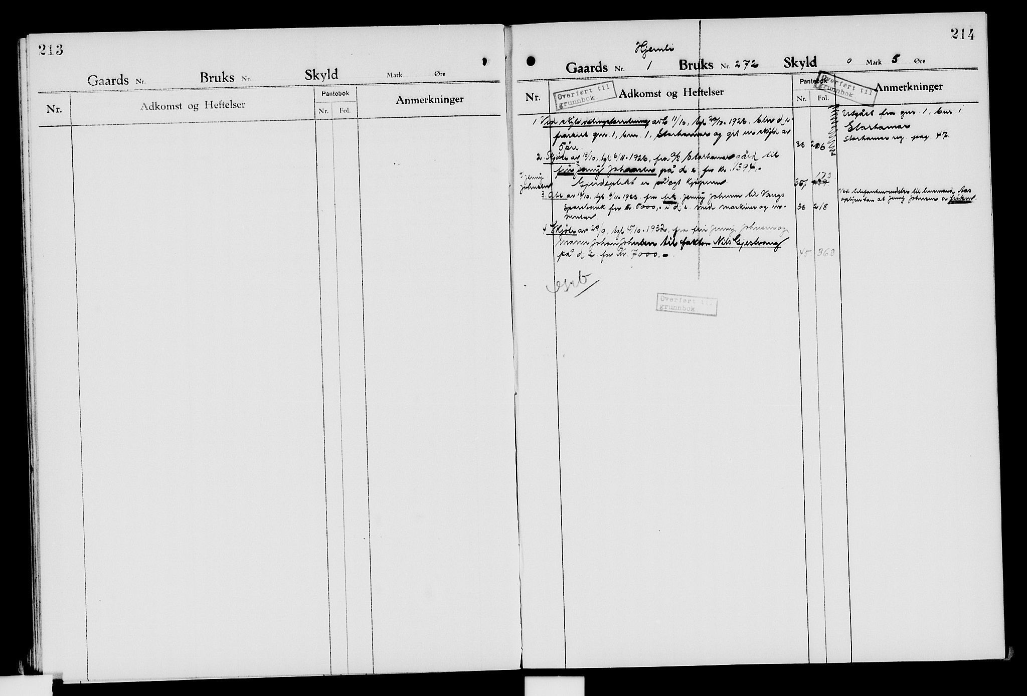 Nord-Hedmark sorenskriveri, SAH/TING-012/H/Ha/Had/Hade/L0007: Mortgage register no. 4.7, 1924-1940, p. 213-214