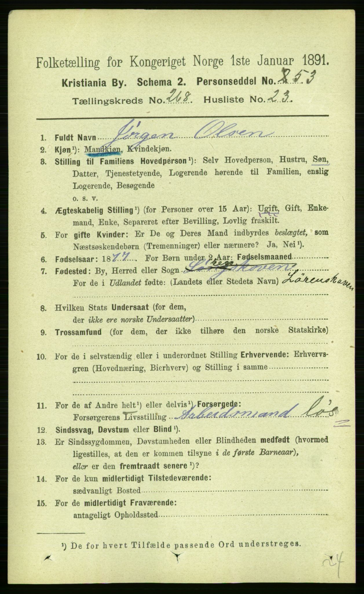 RA, 1891 census for 0301 Kristiania, 1891, p. 162795