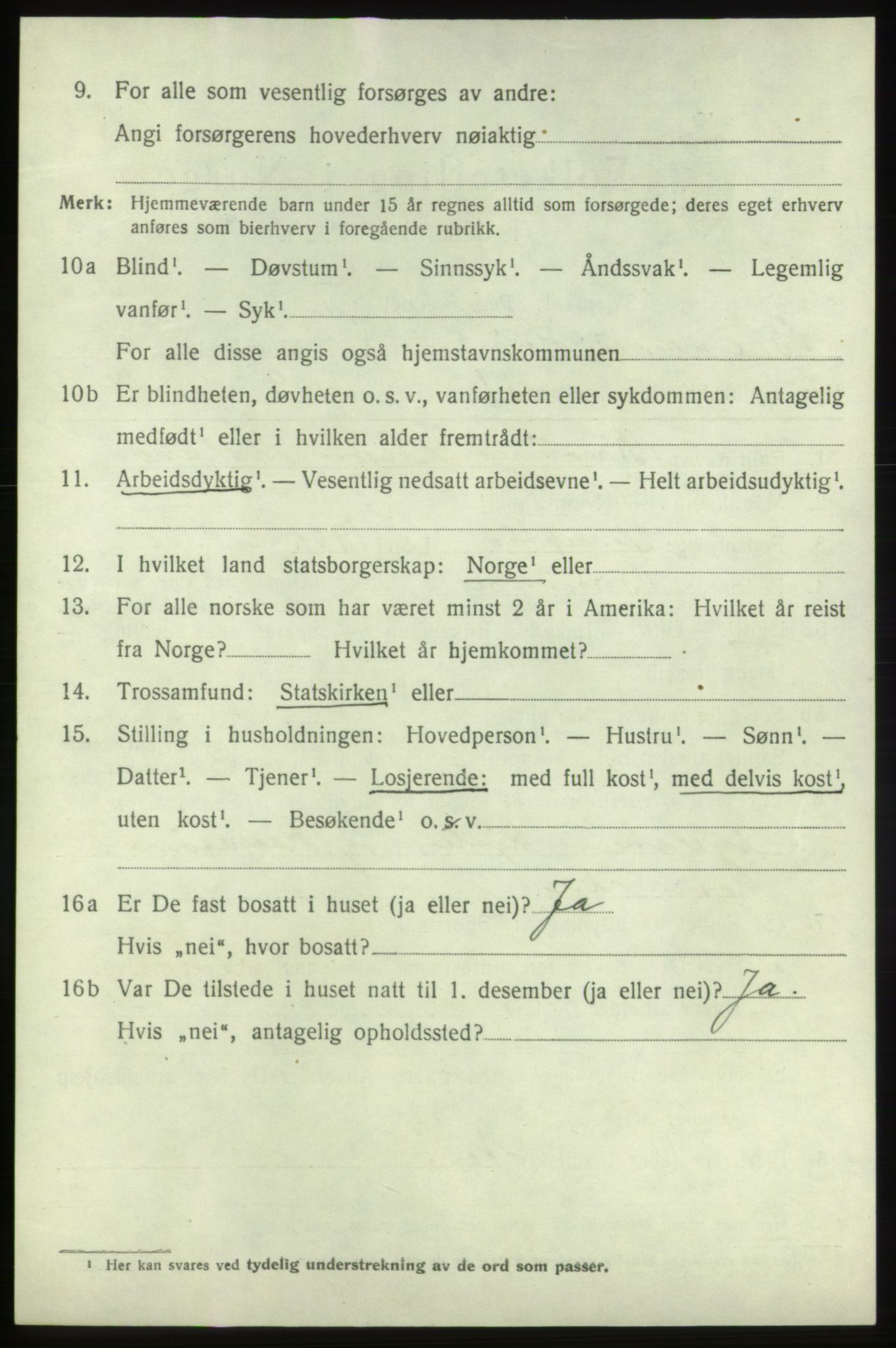 SAB, 1920 census for Bremnes, 1920, p. 3017