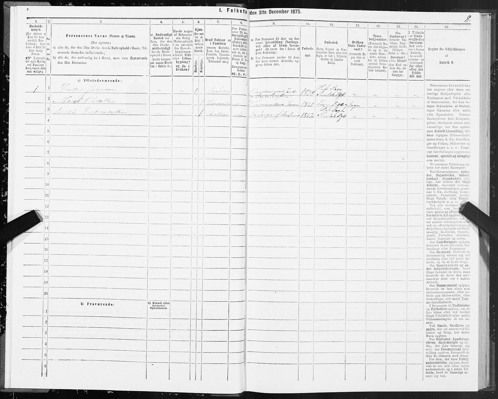 SAT, 1875 census for 1563P Sunndal, 1875, p. 3008